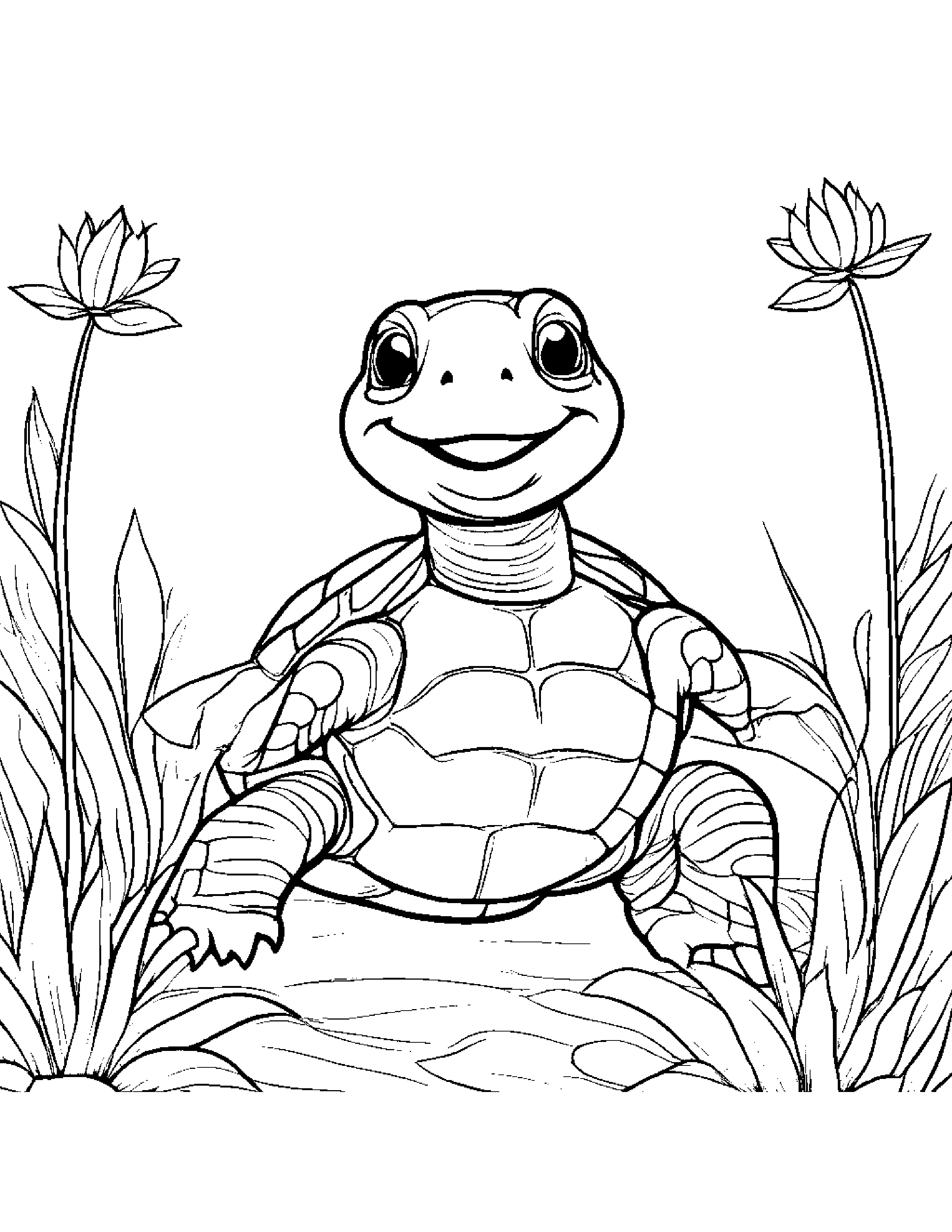 Cheerful Turtle Hatchling Coloring Page (Free Printable PDF)