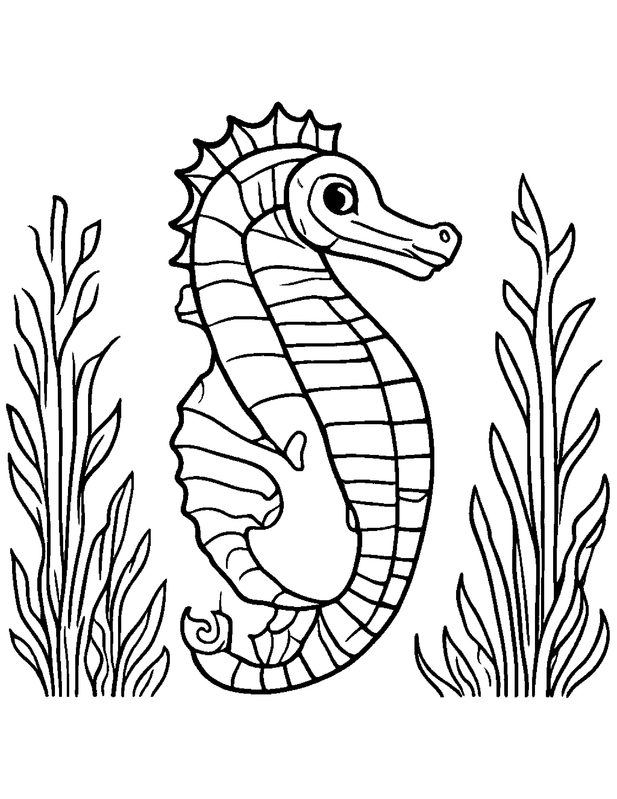 Cozy Seahorse #2 Coloring Page (Free Printable PDF)