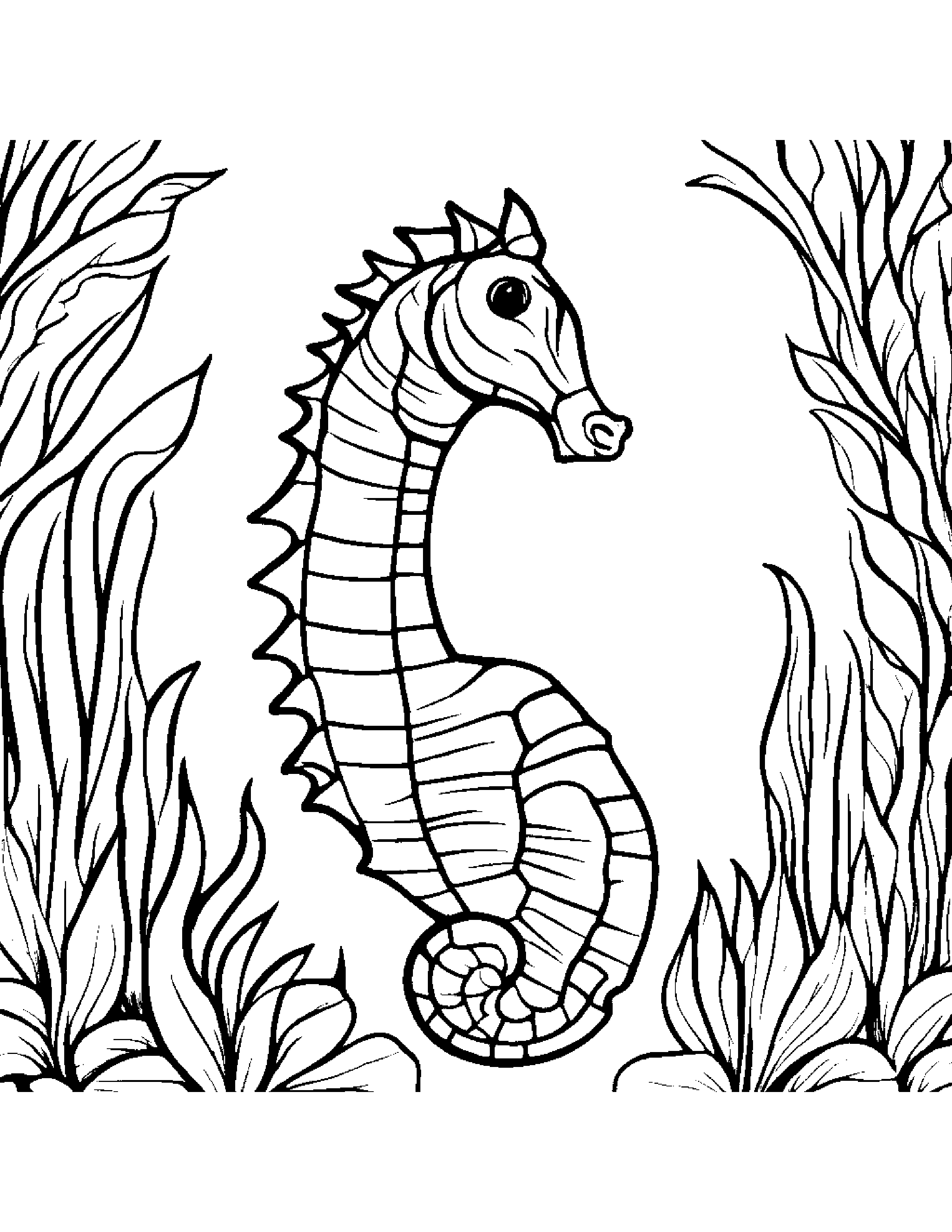 Cozy Seahorse #3 Coloring Page (Free Printable PDF)