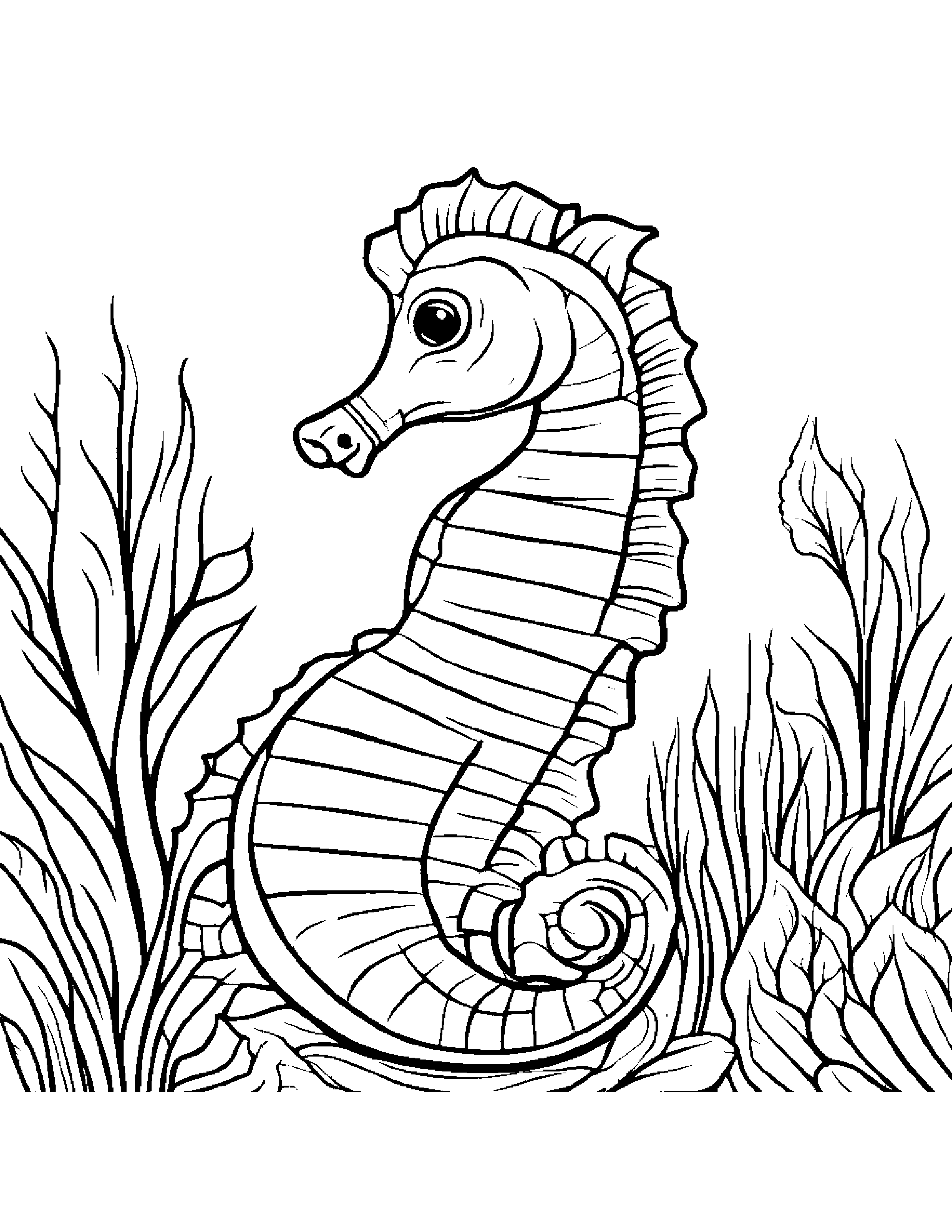 Cozy Seahorse #4 Coloring Page (Free Printable PDF)