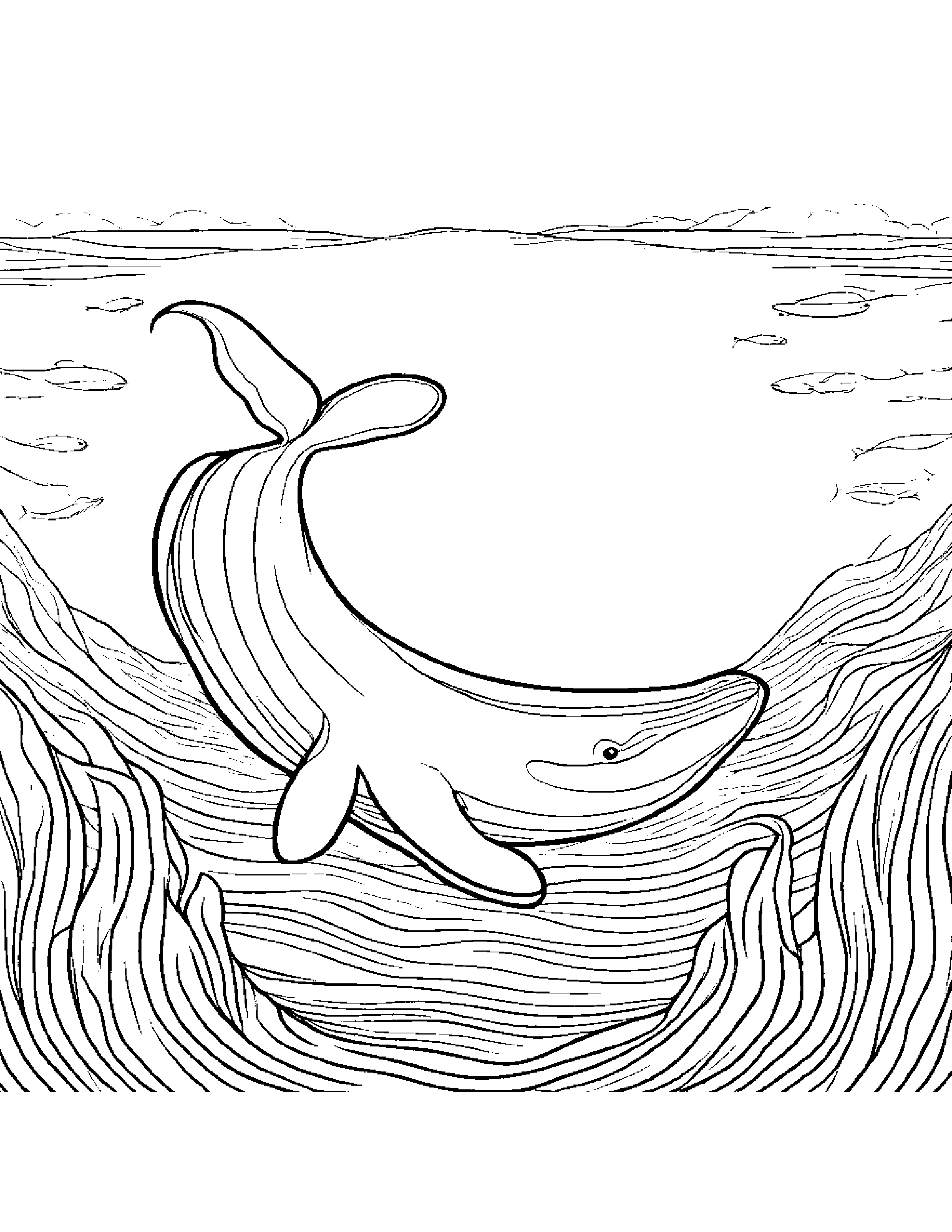 Cozy Whale Calf #3 Coloring Page (Free Printable PDF)