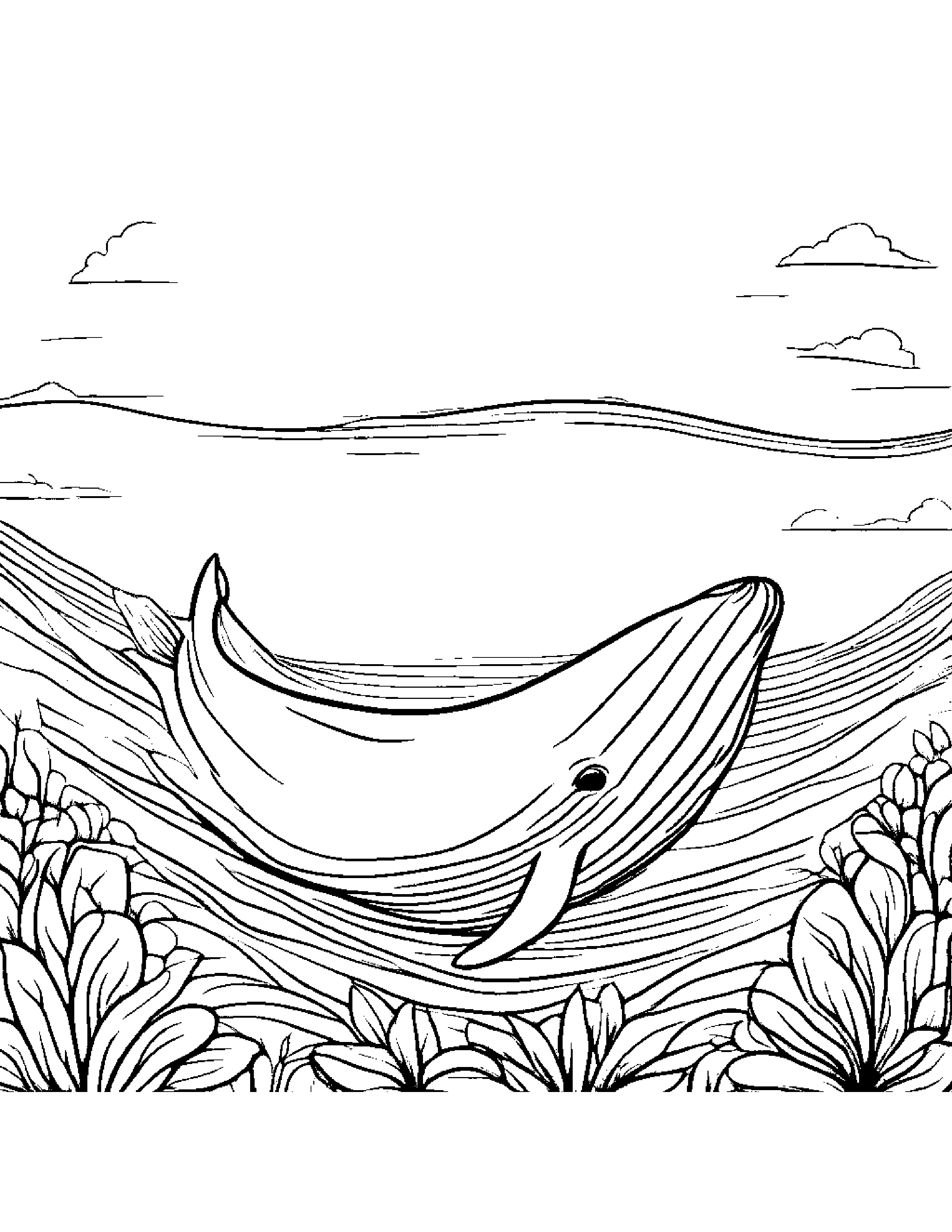 Cozy Whale Calf #4 Coloring Page (Free Printable PDF)