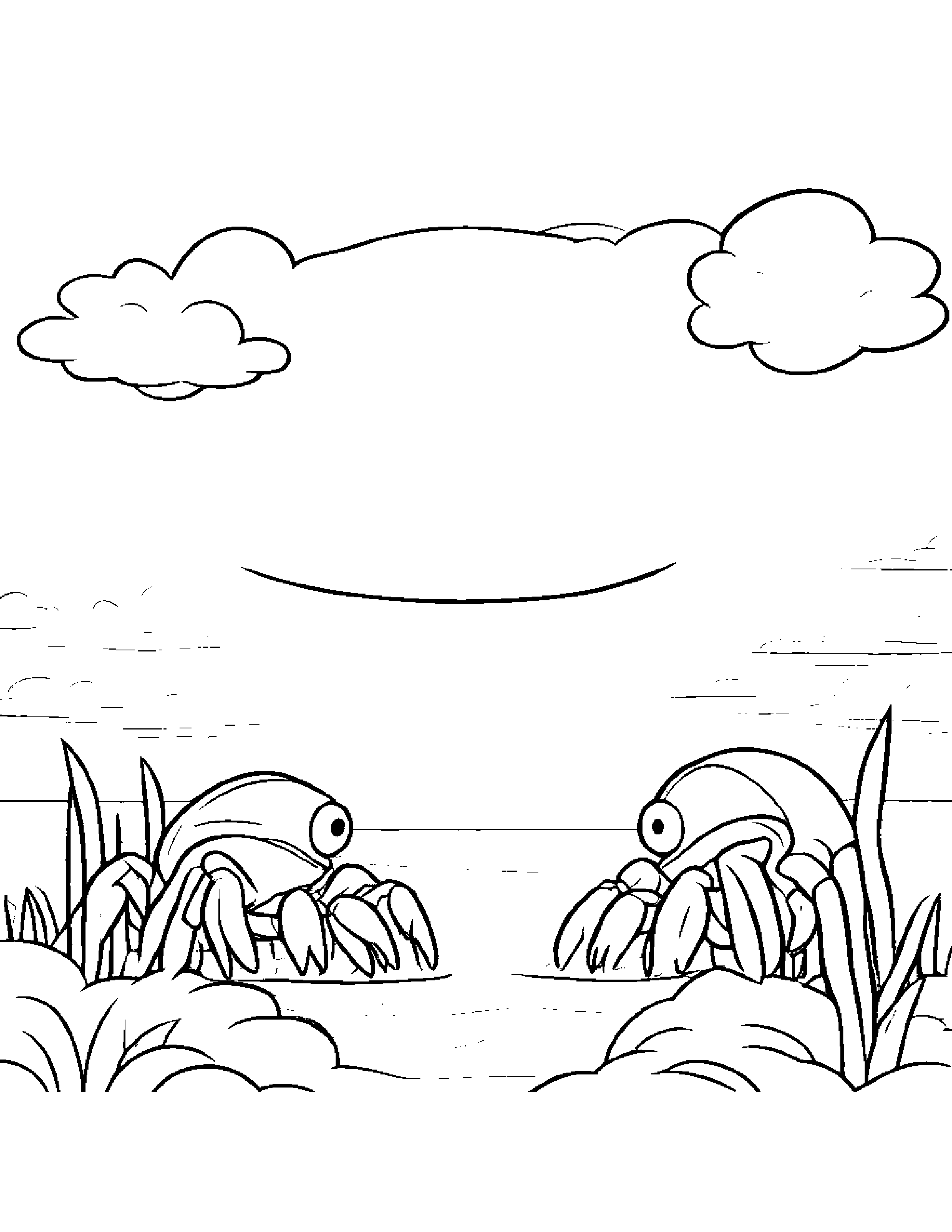 Crab Practicing The Alphabet On A Fluffy Cloud #2 Coloring Page (Free Printable PDF)