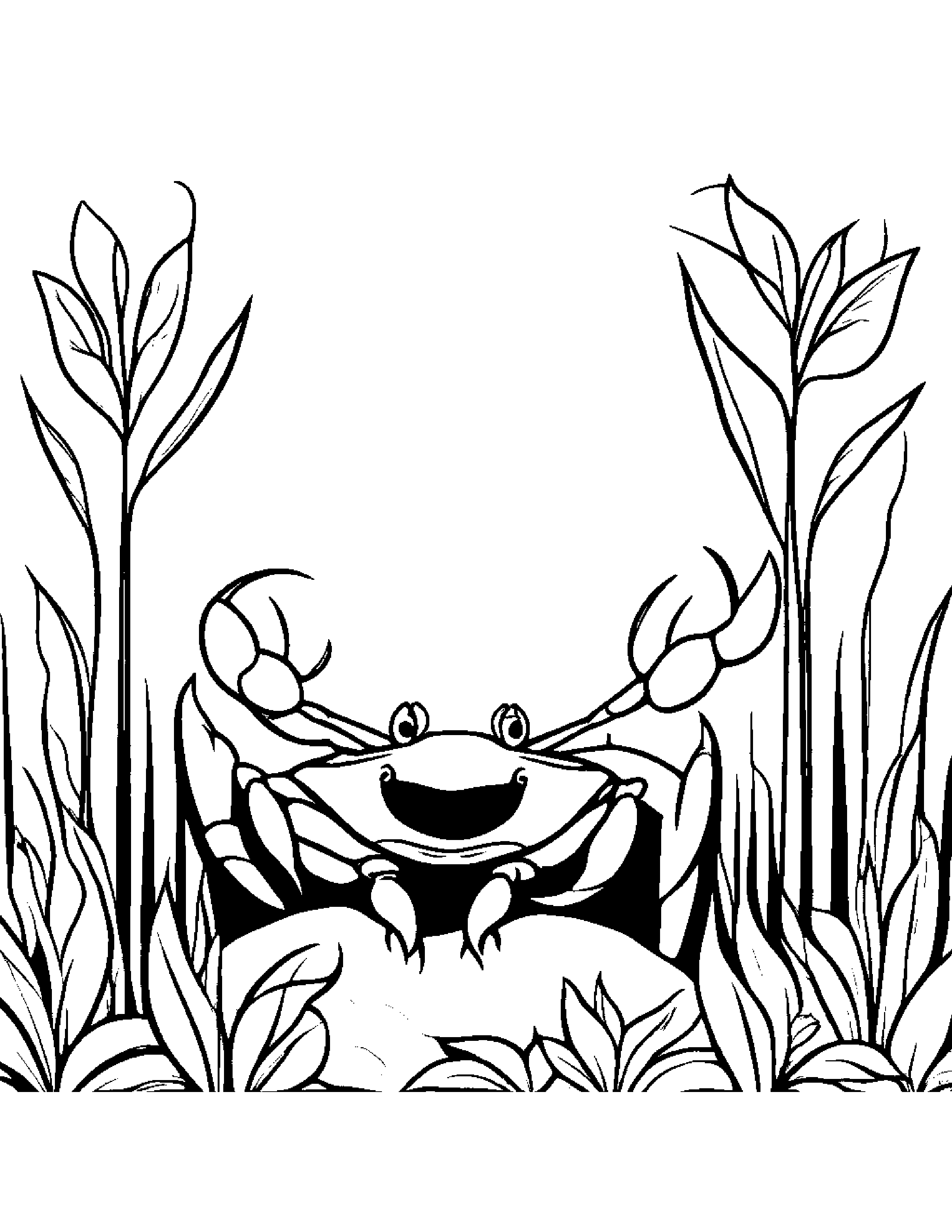 Crab Watering A Plant #2 Coloring Page (Free Printable PDF)