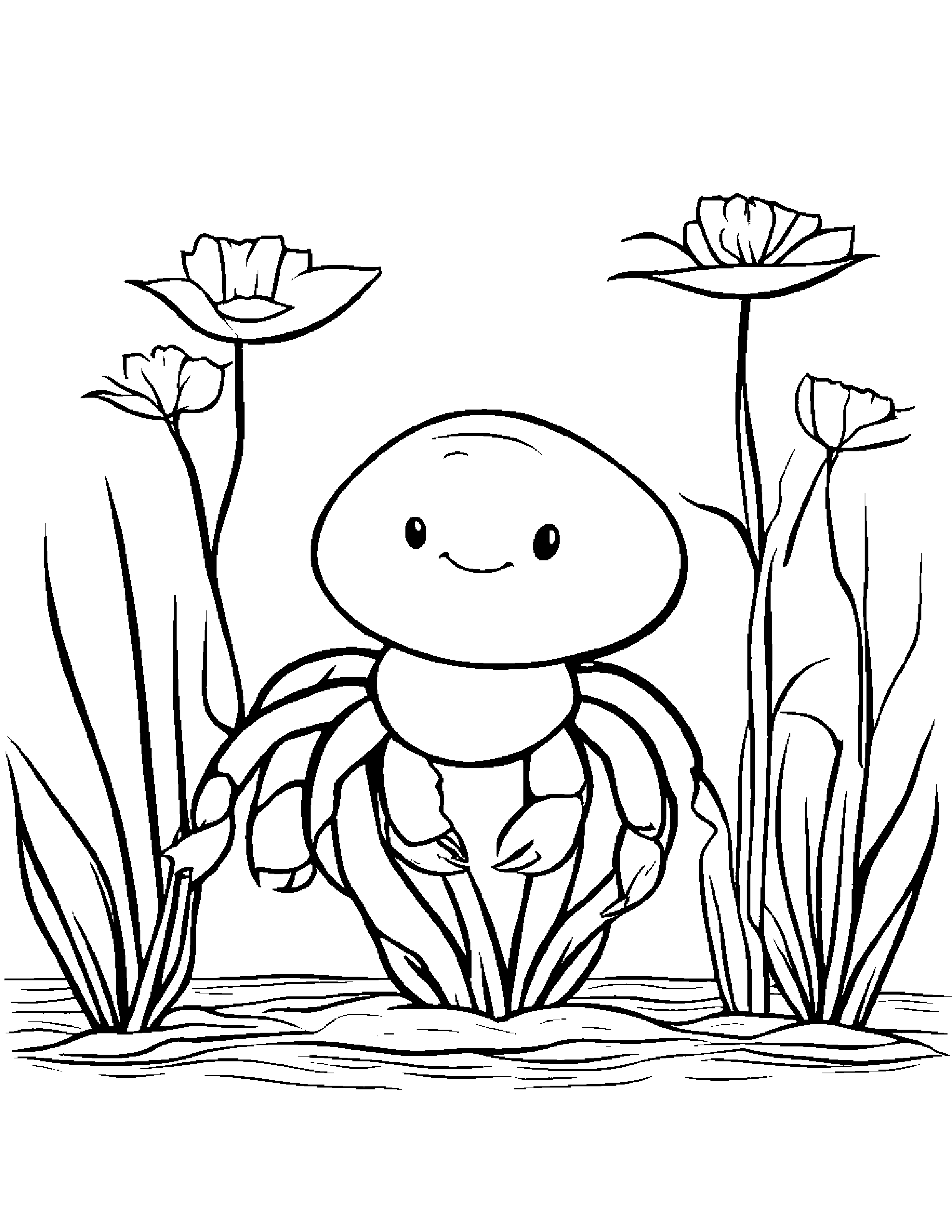 Crab Watering A Plant #4 Coloring Page (Free Printable PDF)