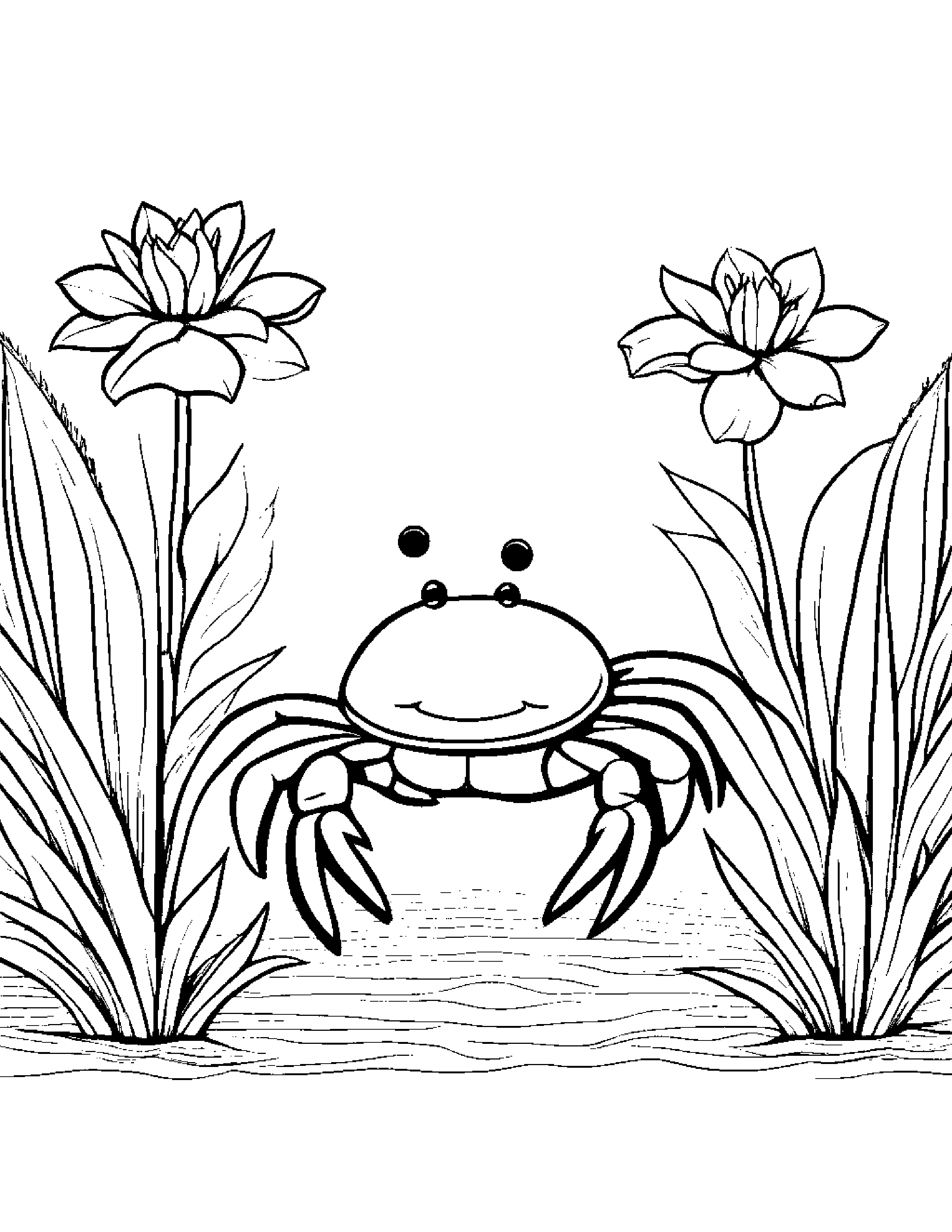 Crab Watering A Plant #5 Coloring Page (Free Printable PDF)