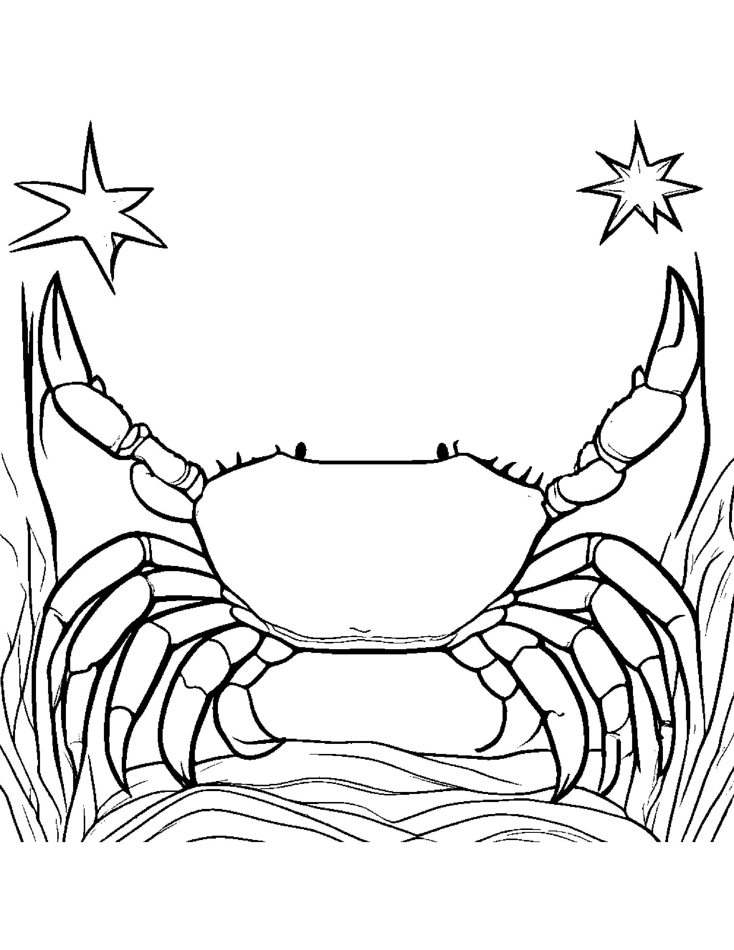 Crab With A Friendly Star #2 Coloring Page (Free Printable PDF)