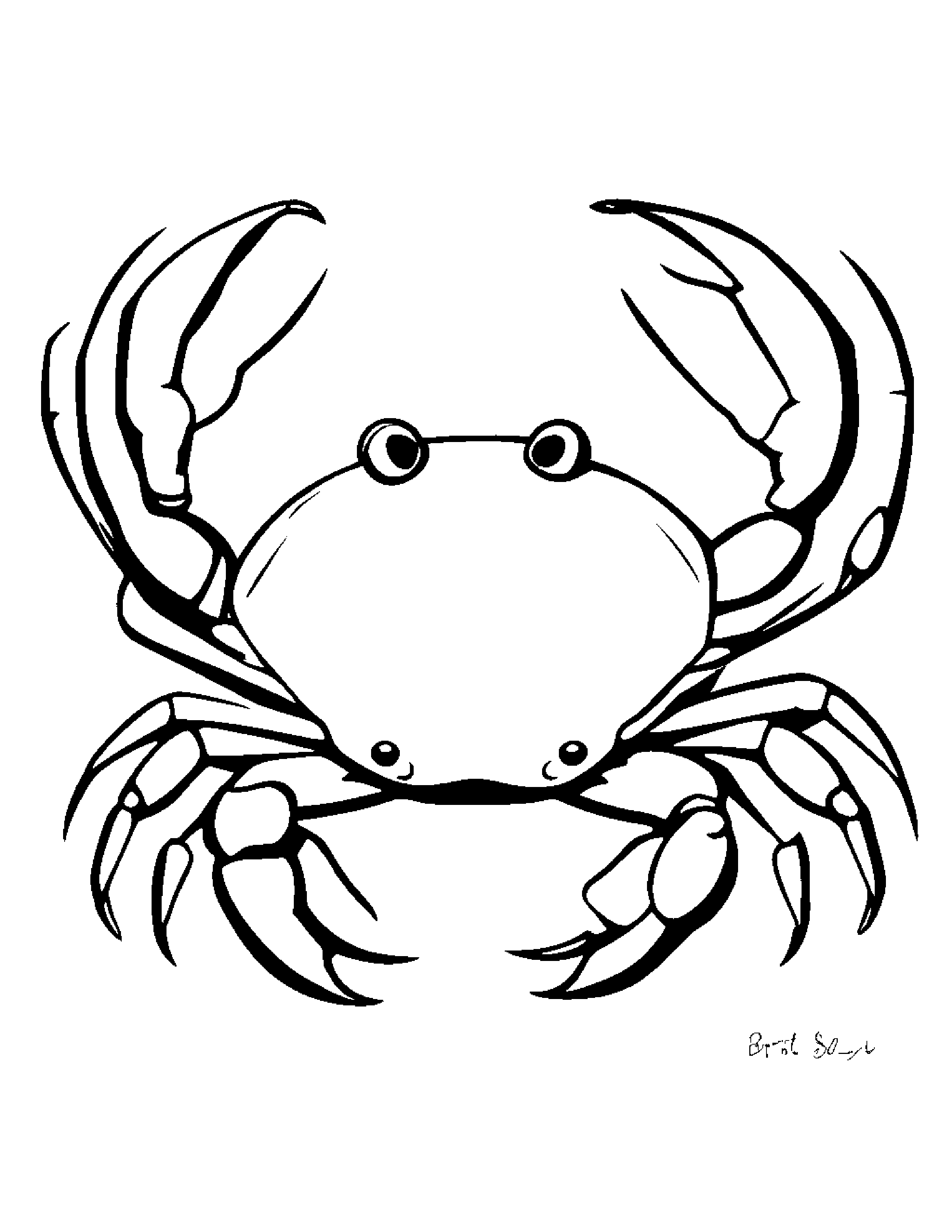 Crab With A Ribbon #5 Coloring Page (Free Printable PDF)
