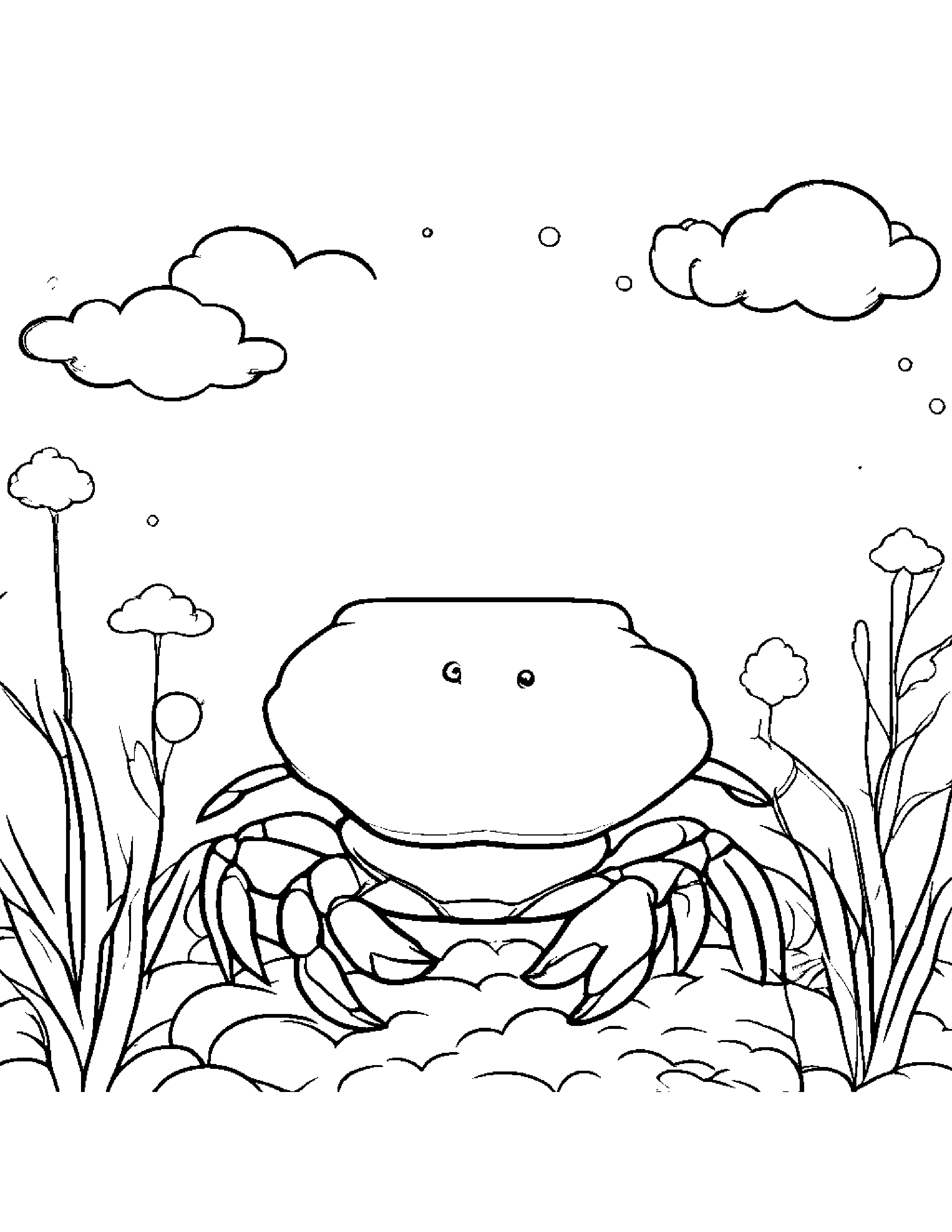 Crab With Sparkles On A Fluffy Cloud #2 Coloring Page (Free Printable PDF)