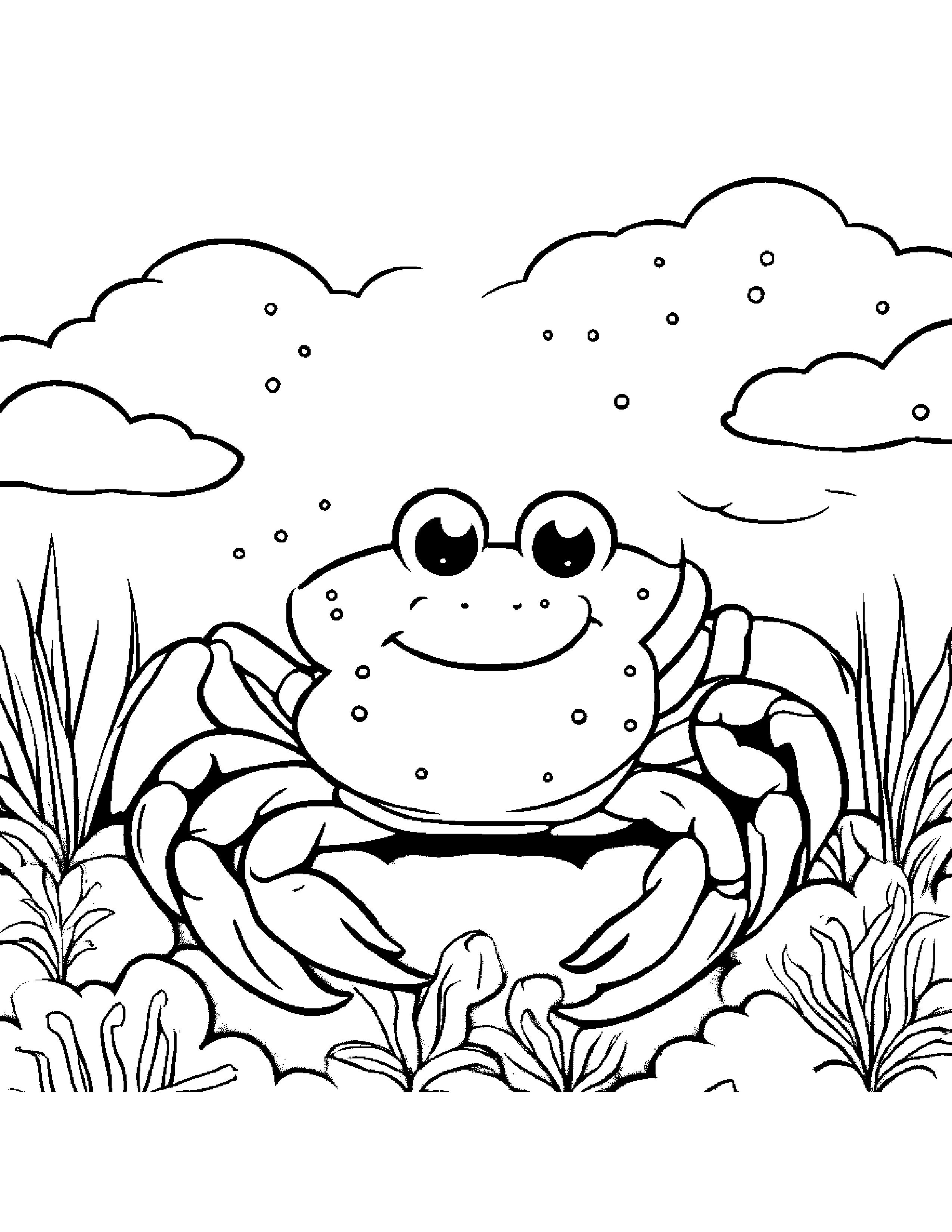 Crab With Sparkles On A Fluffy Cloud #3 Coloring Page (Free Printable PDF)