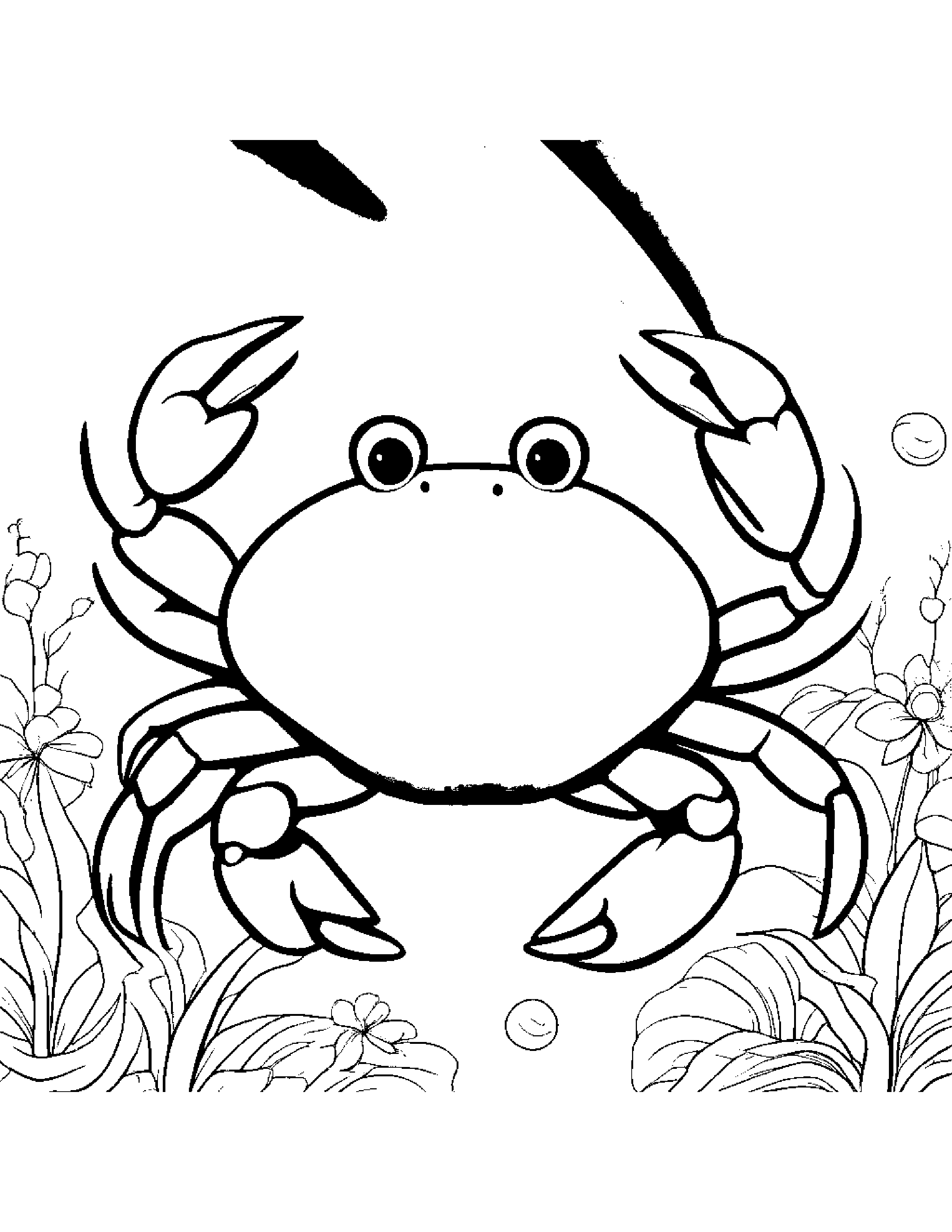 Crab With Sparkles Under A Rainbow #5 Coloring Page (Free Printable PDF)