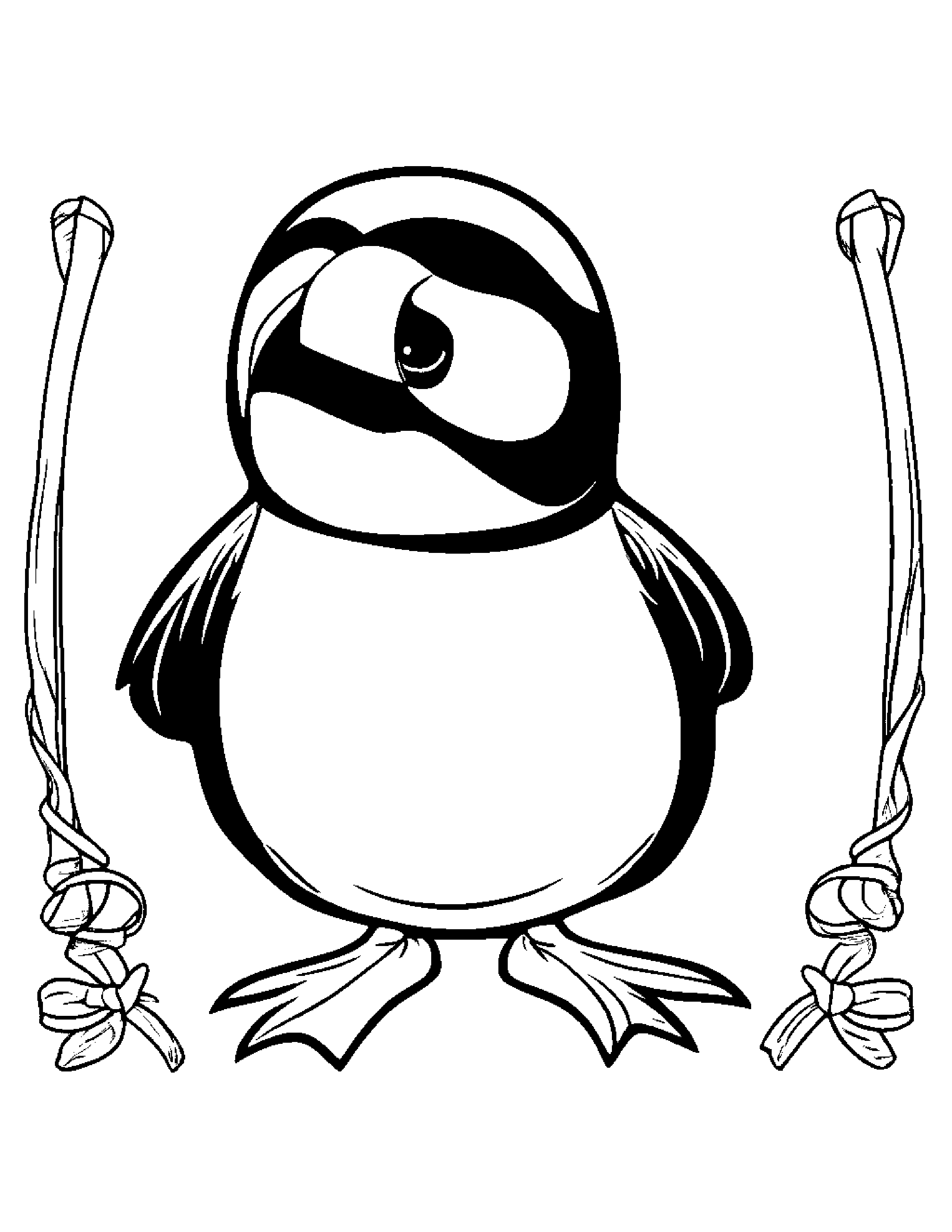 Cuddly Puffin Learning To Tie A Bow #3 Coloring Page (Free Printable PDF)