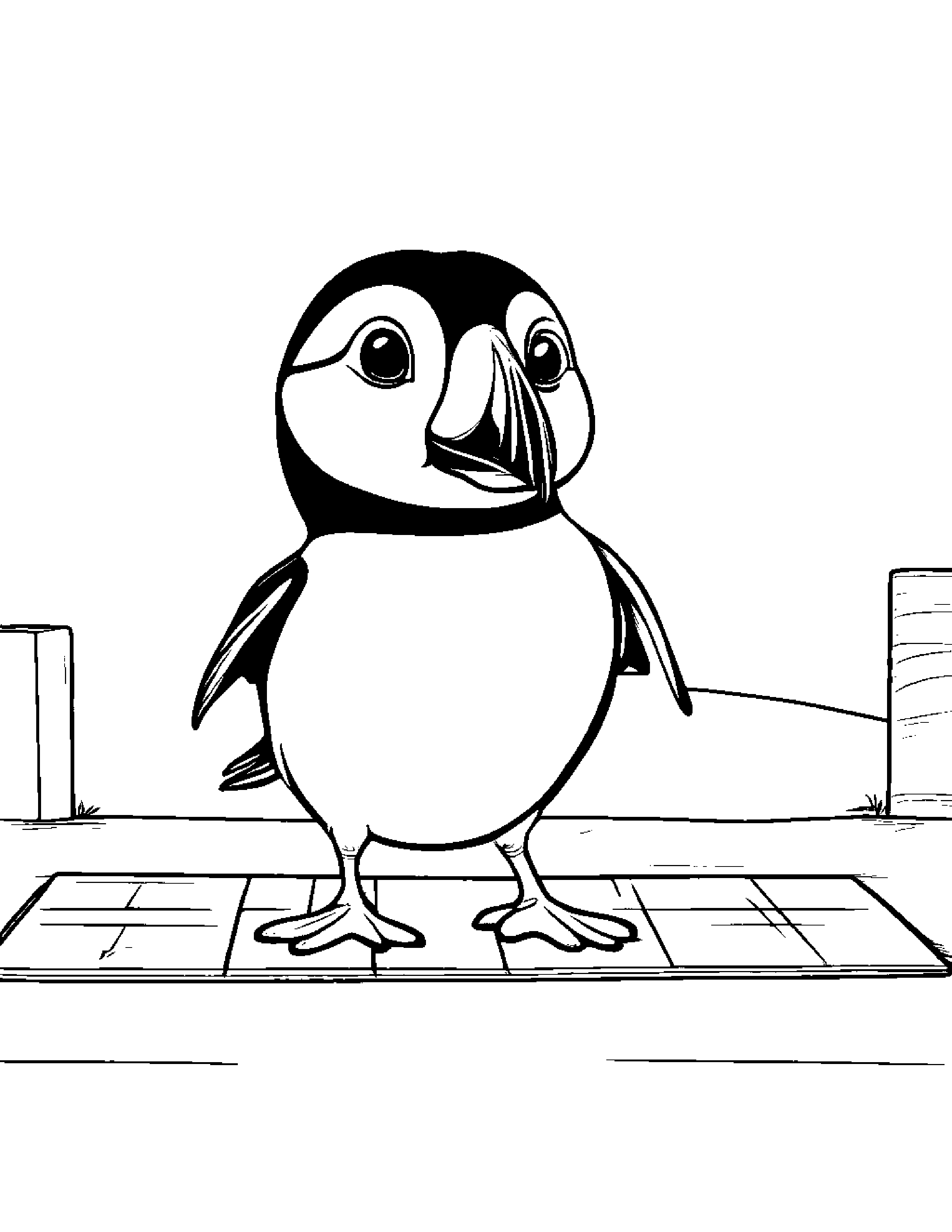 Cuddly Puffin Playing Hopscotch #2 Coloring Page (Free Printable PDF)