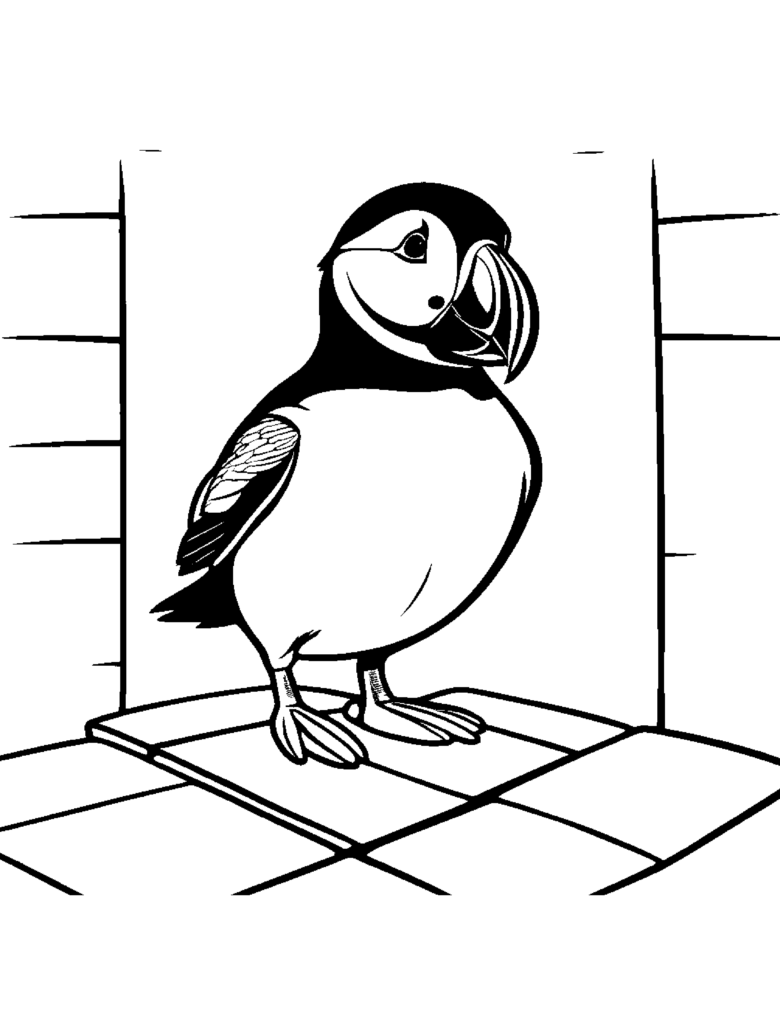 Cuddly Puffin Playing Hopscotch #3 Coloring Page (Free Printable PDF)