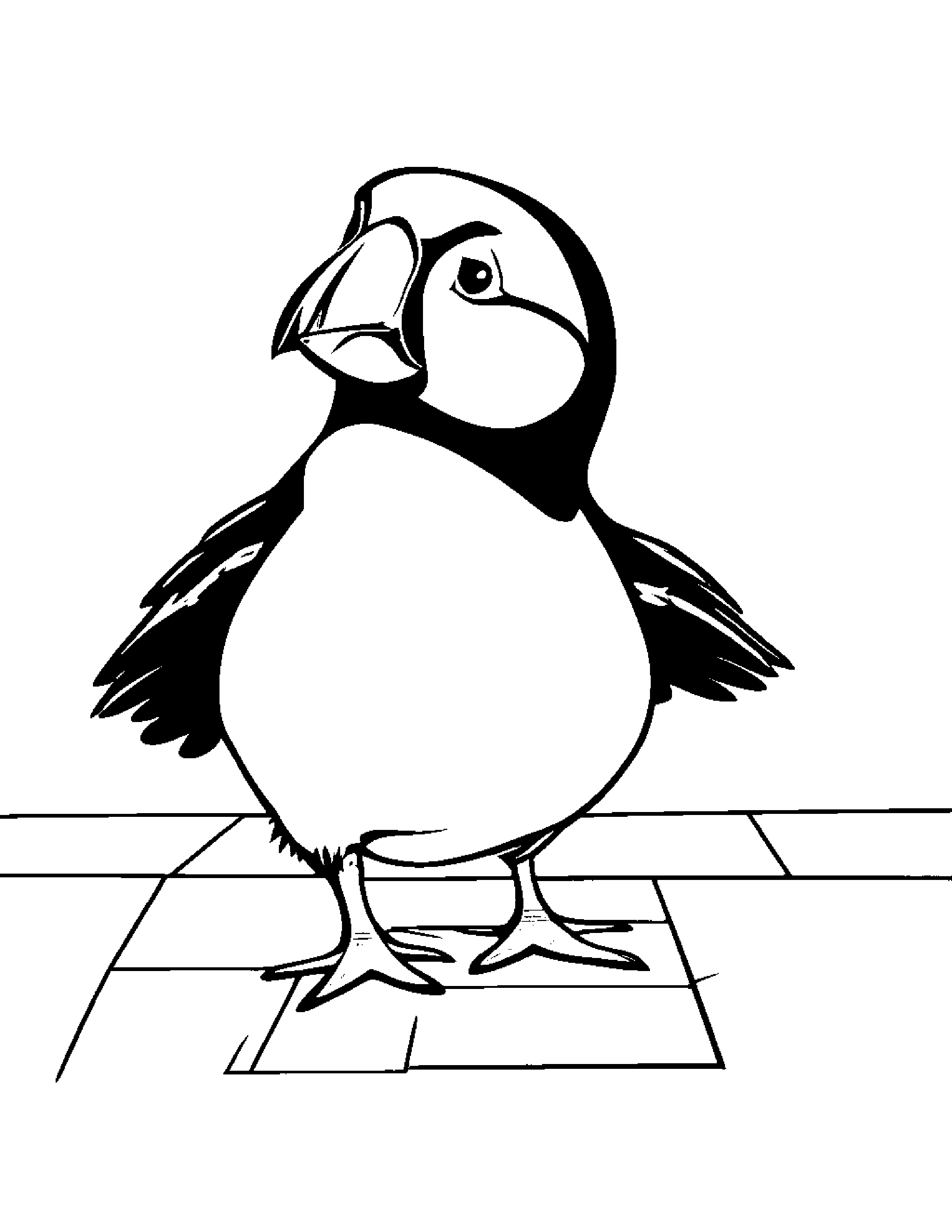 Cuddly Puffin Playing Hopscotch #4 Coloring Page (Free Printable PDF)