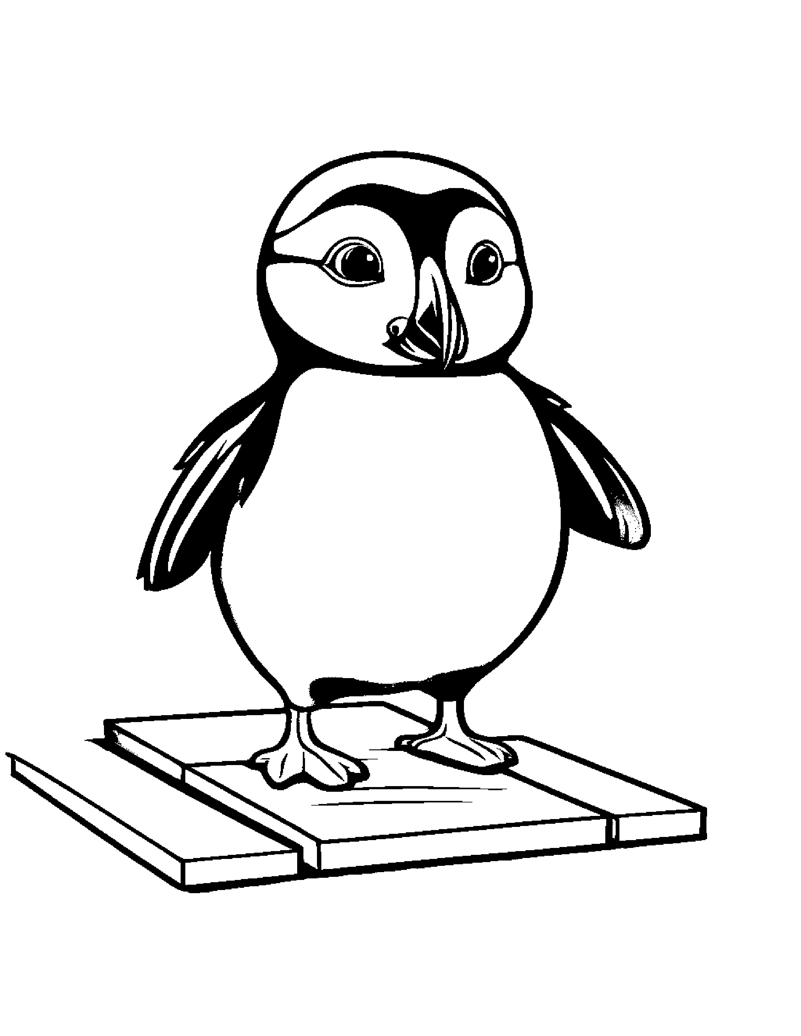 Cuddly Puffin Playing Hopscotch #5 Coloring Page (Free Printable PDF)