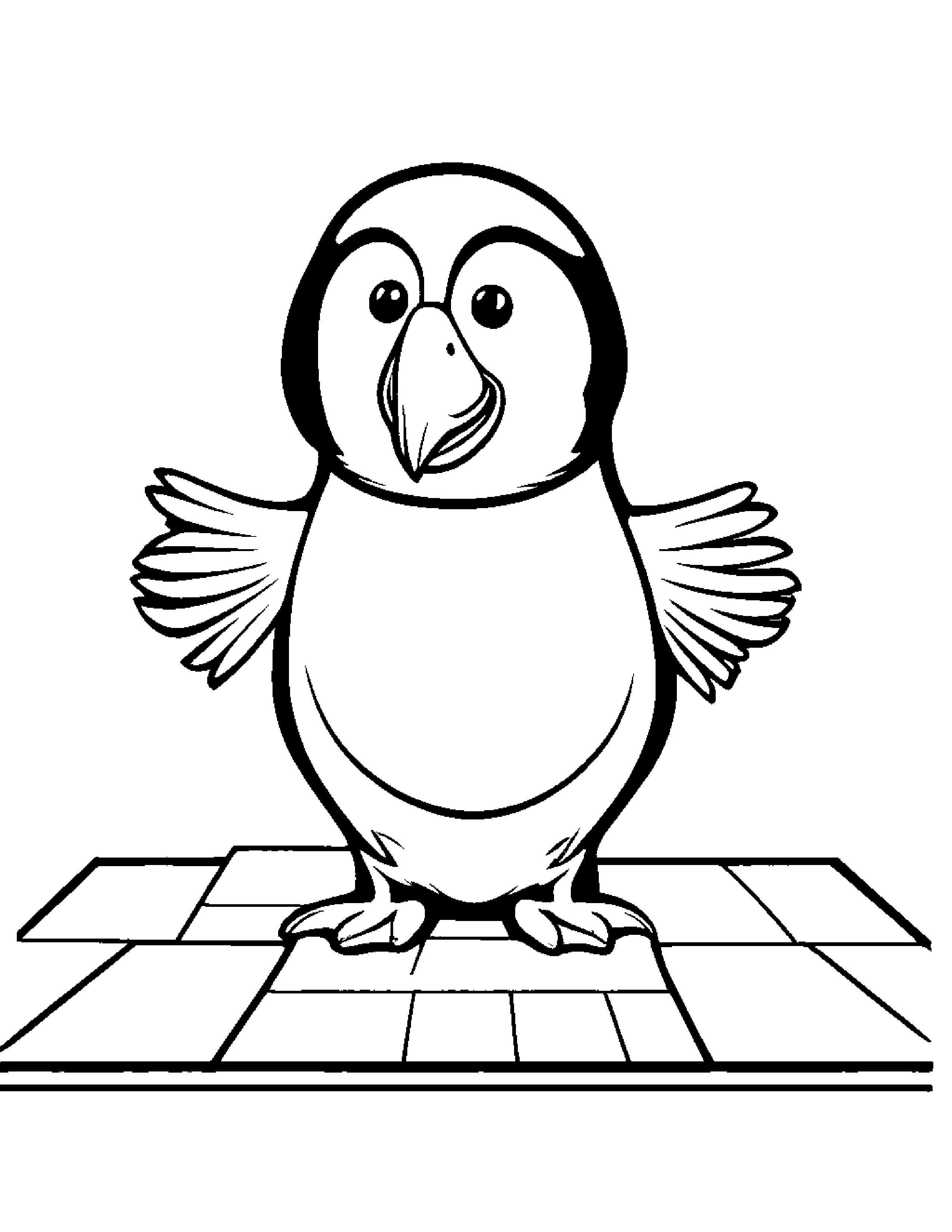 Cuddly Puffin Playing Hopscotch Coloring Page (Free Printable PDF)
