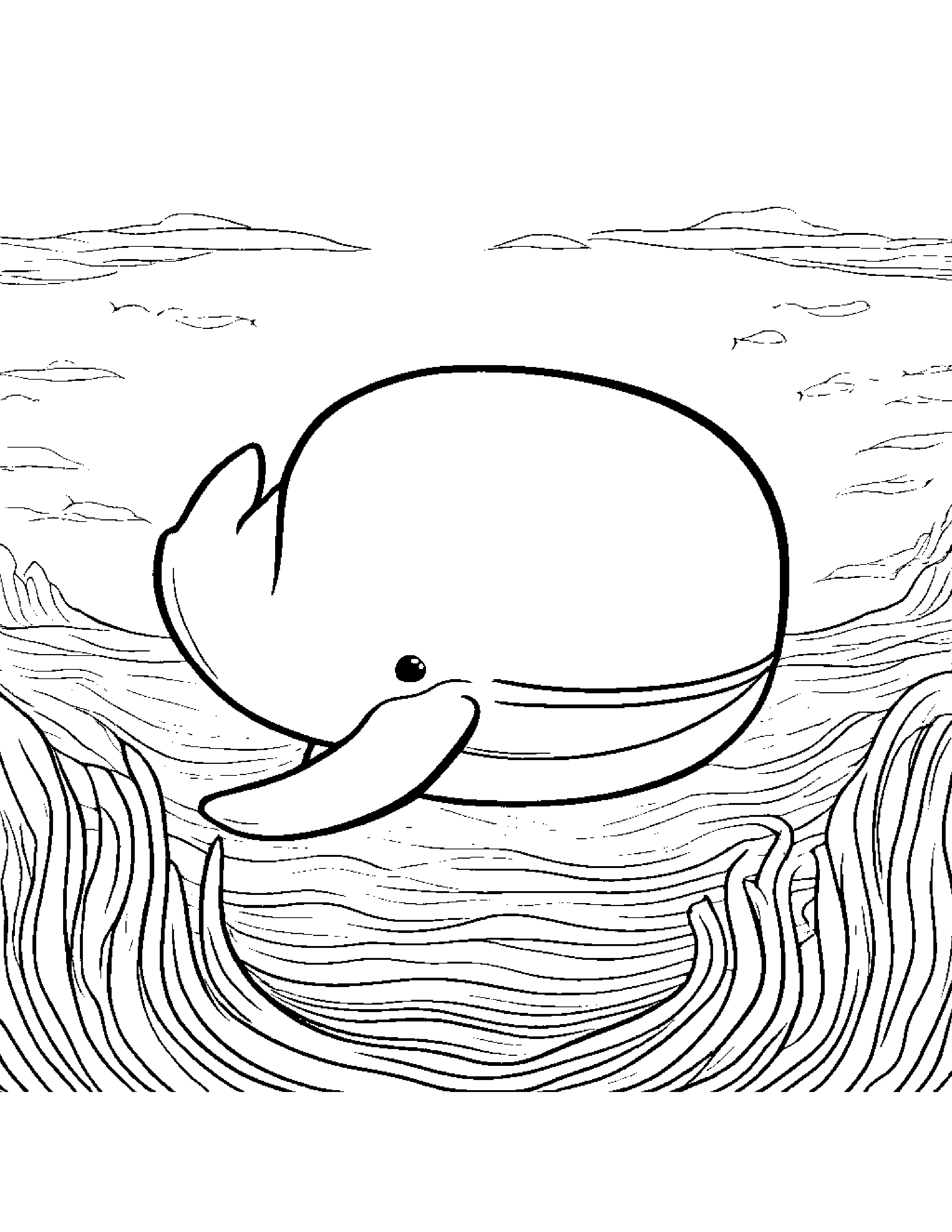 Cuddly Whale Calf #2 Coloring Page (Free Printable PDF)