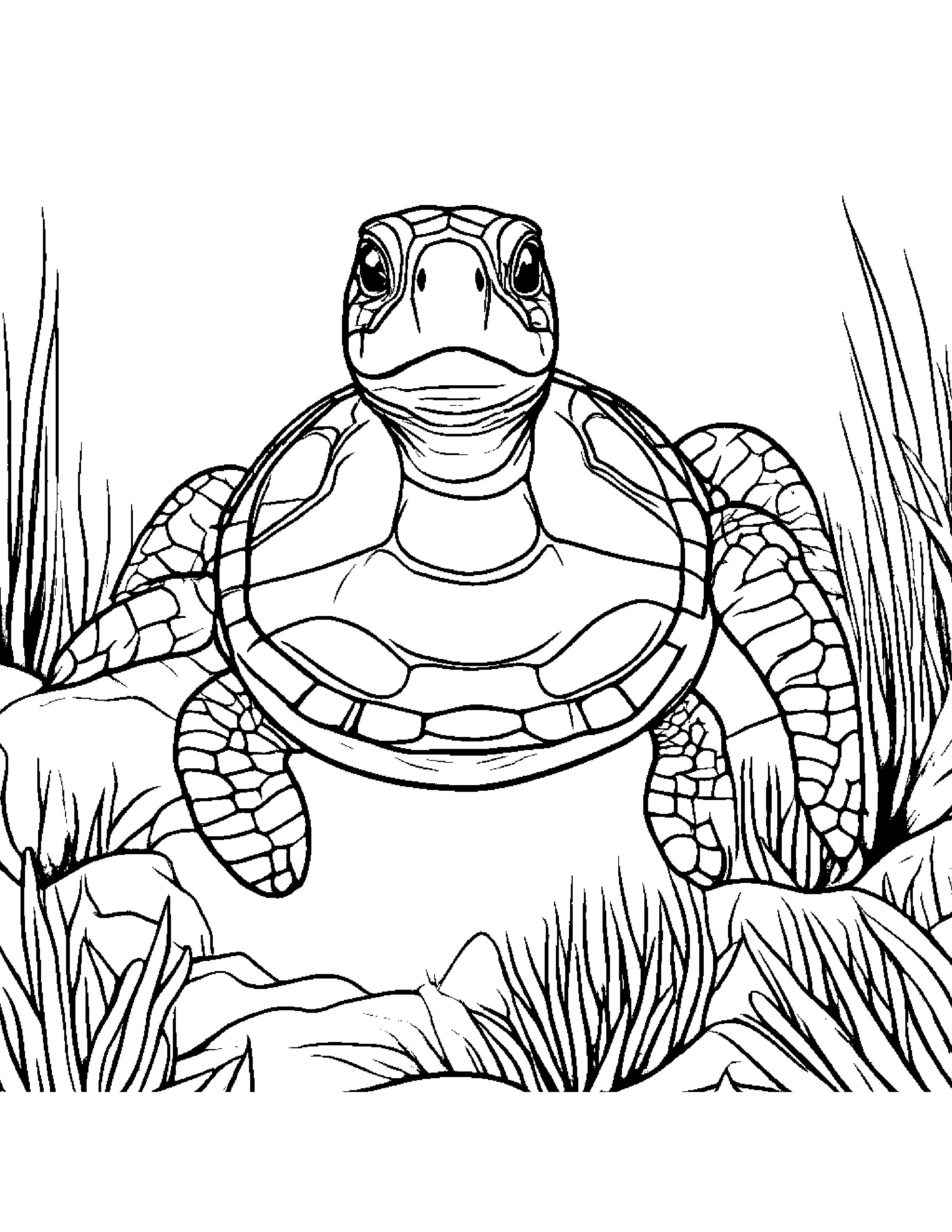 Curious Sea Turtle #3 Coloring Page (Free Printable PDF)