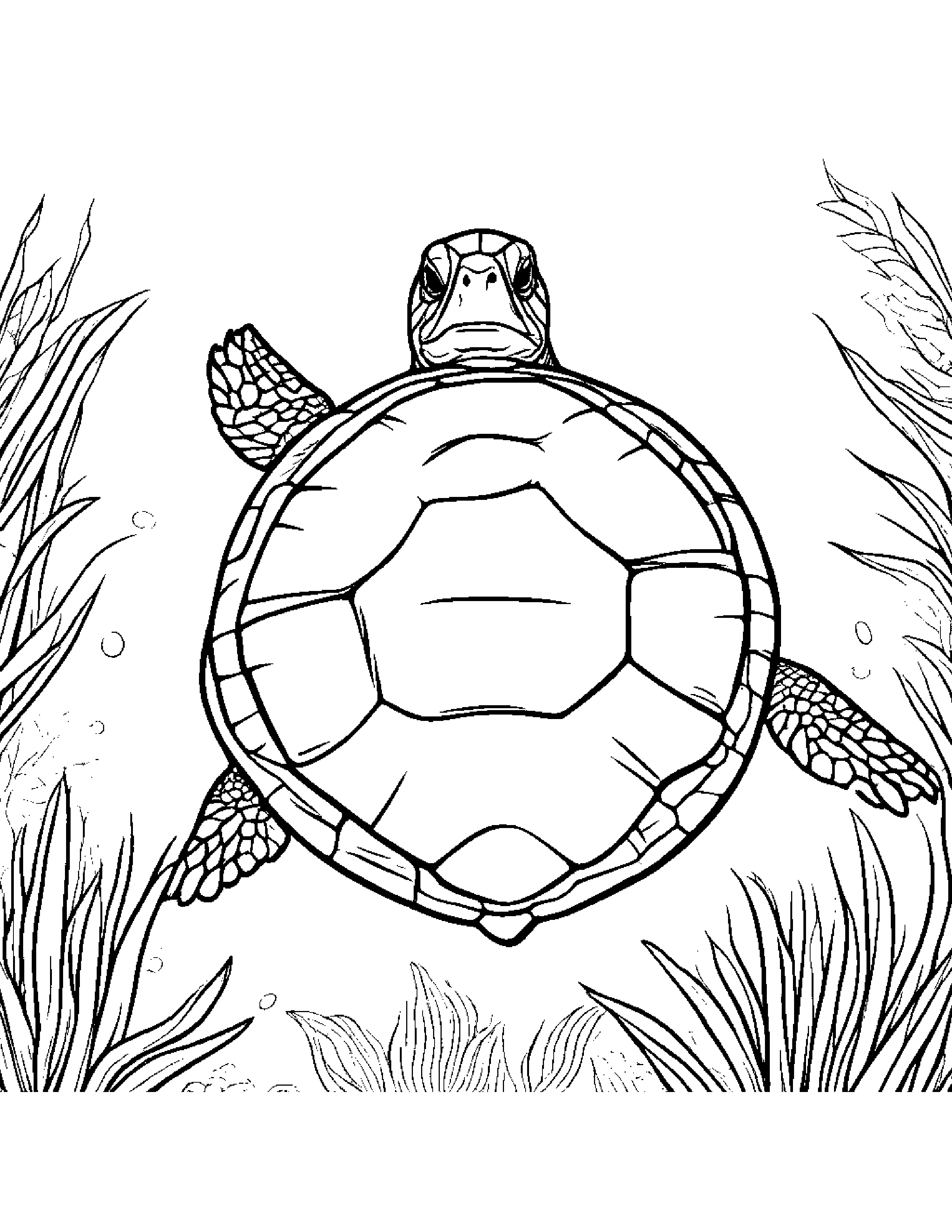 Curious Sea Turtle Coloring Page (Free Printable PDF)