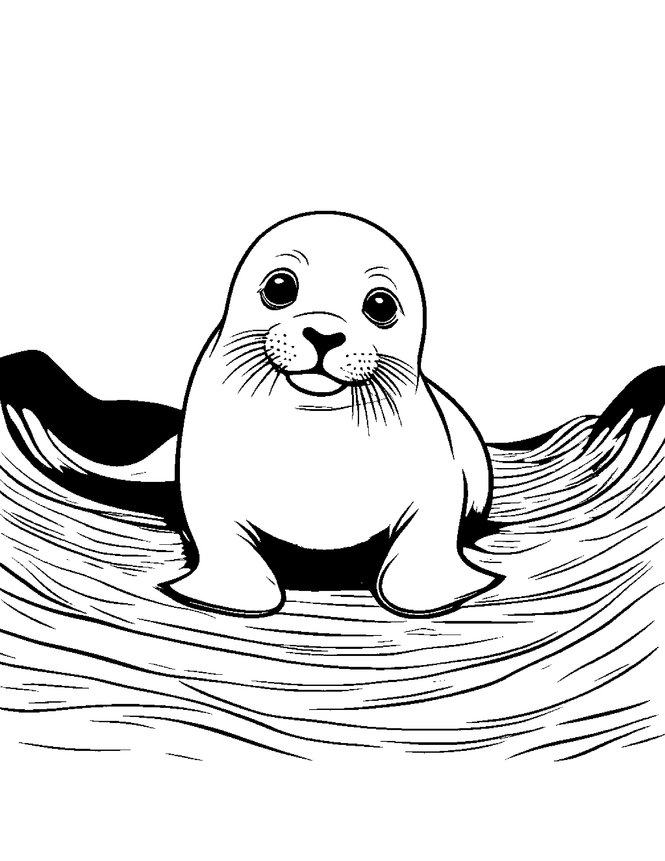 Curious Seal Pup #3 Coloring Page (Free Printable PDF)