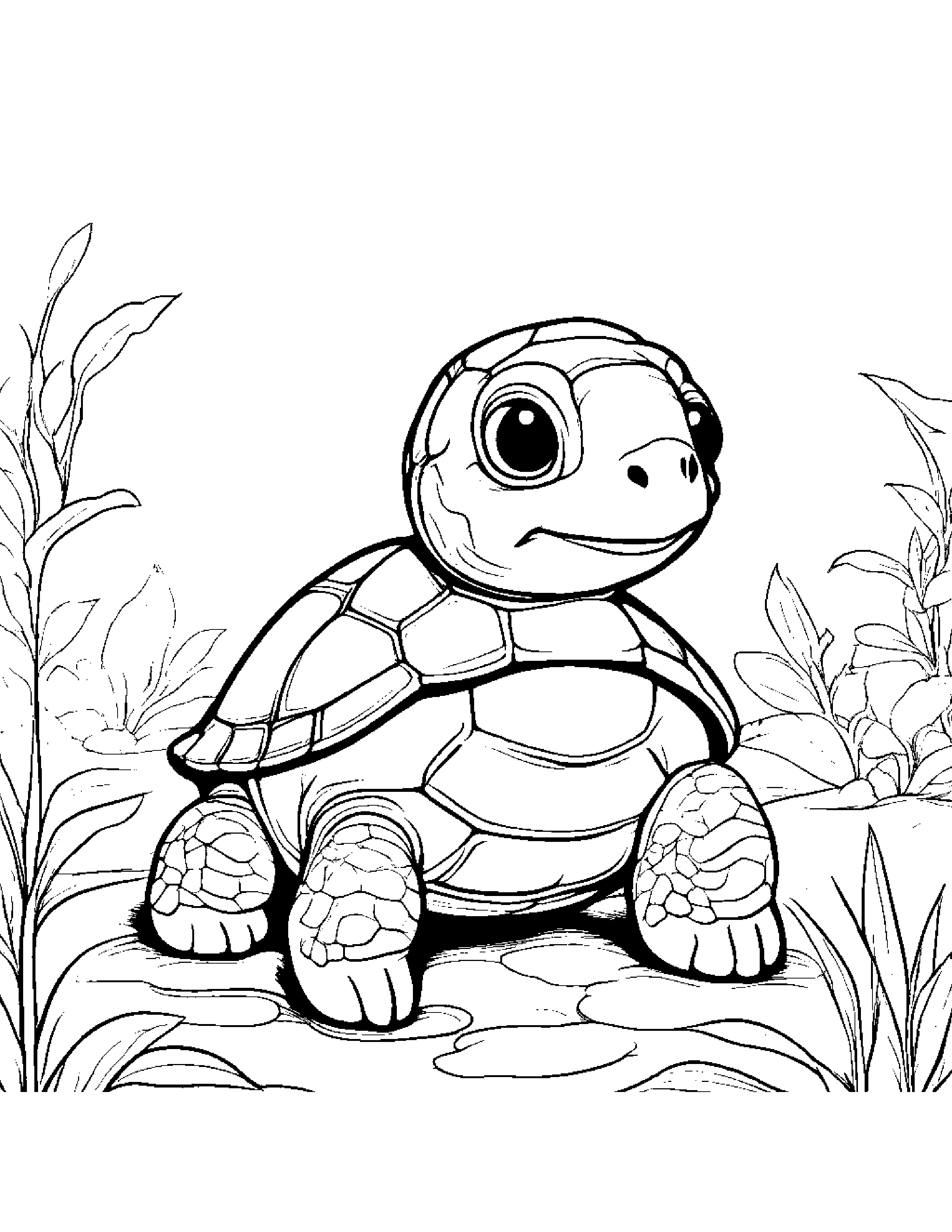 Curious Turtle Hatchling Tidying Toys #2 Coloring Page (Free Printable PDF)