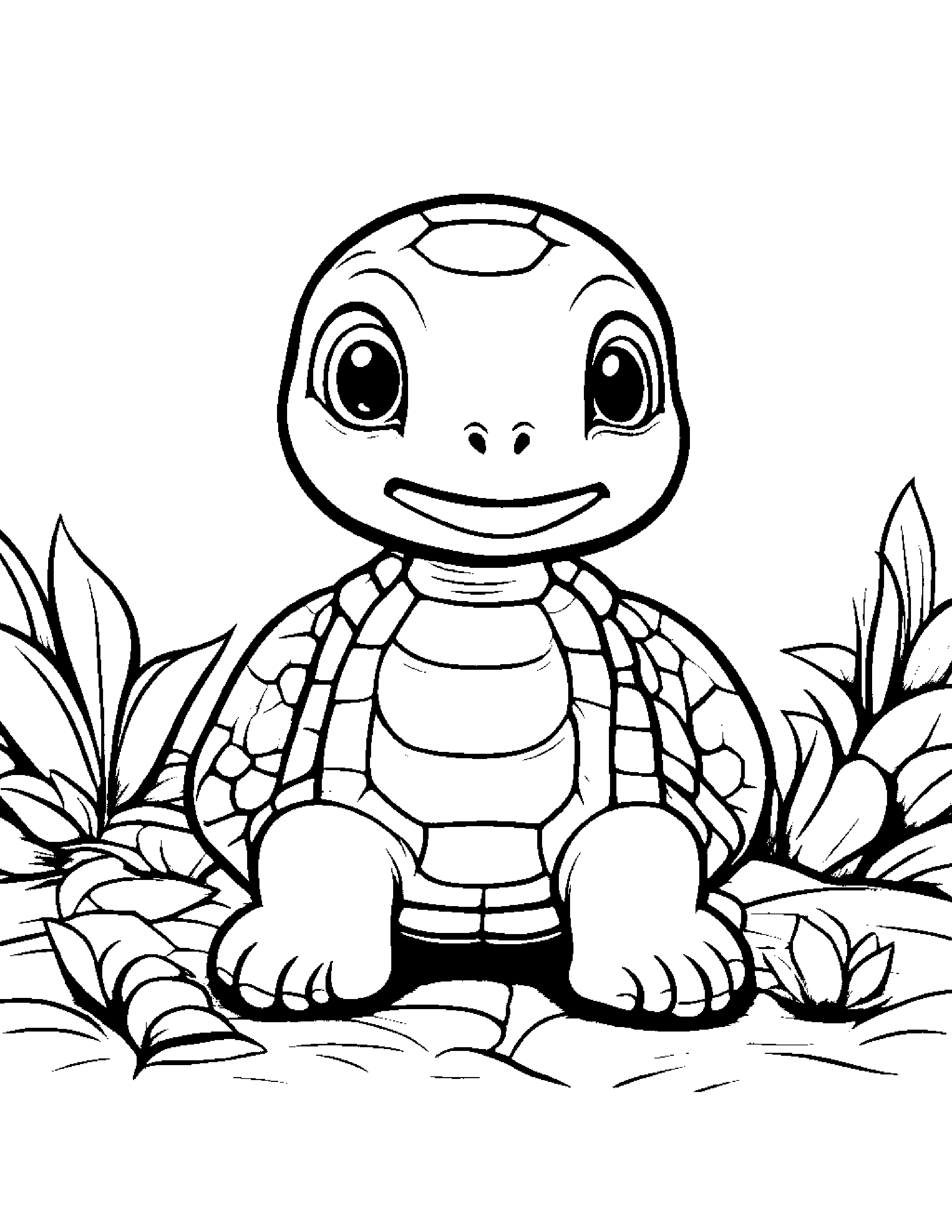 Curious Turtle Hatchling Tidying Toys #3 Coloring Page (Free Printable PDF)