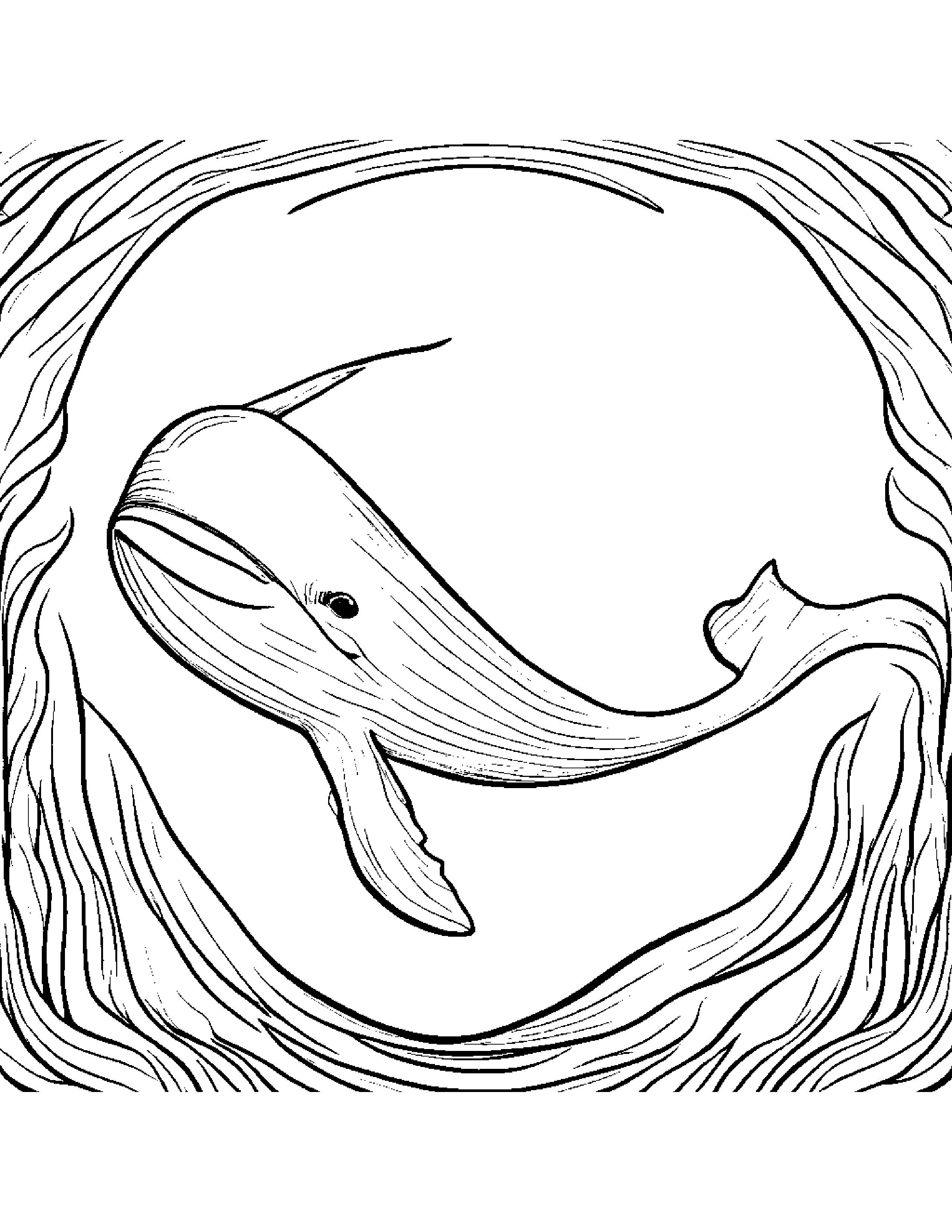 Curious Whale Calf Sharing #2 Coloring Page (Free Printable PDF)