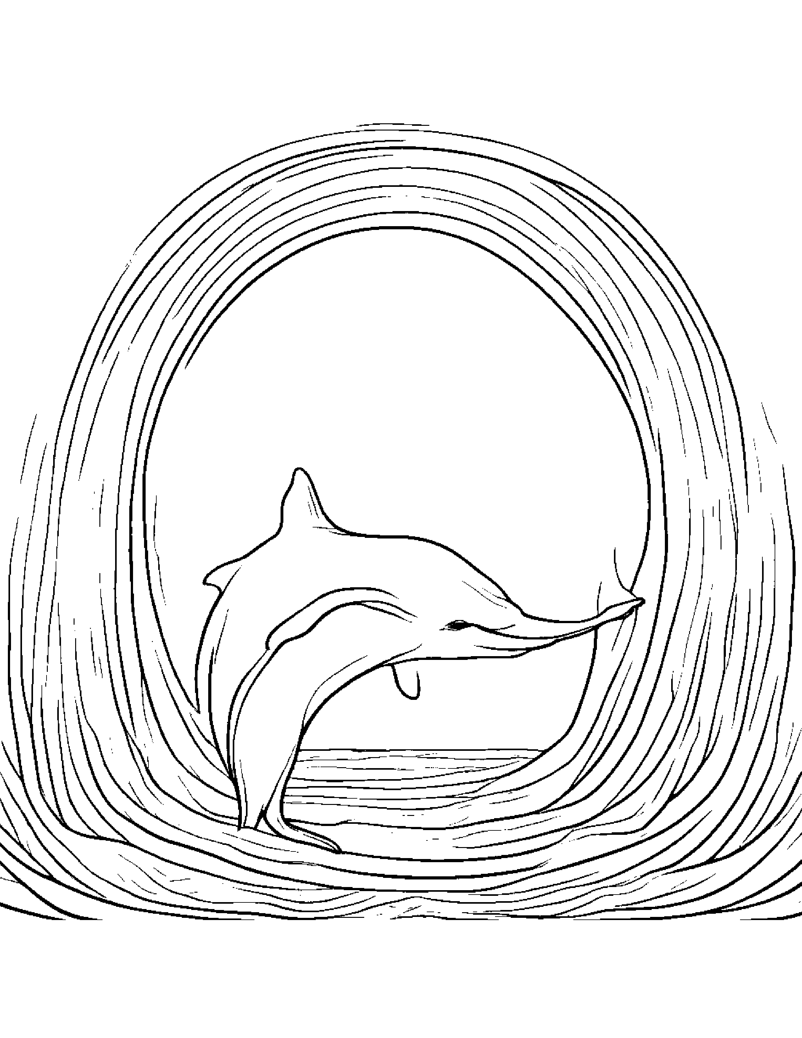 Dolphin Calf Learning To Count To Ten Under A Rainbow #3 Coloring Page (Free Printable PDF)