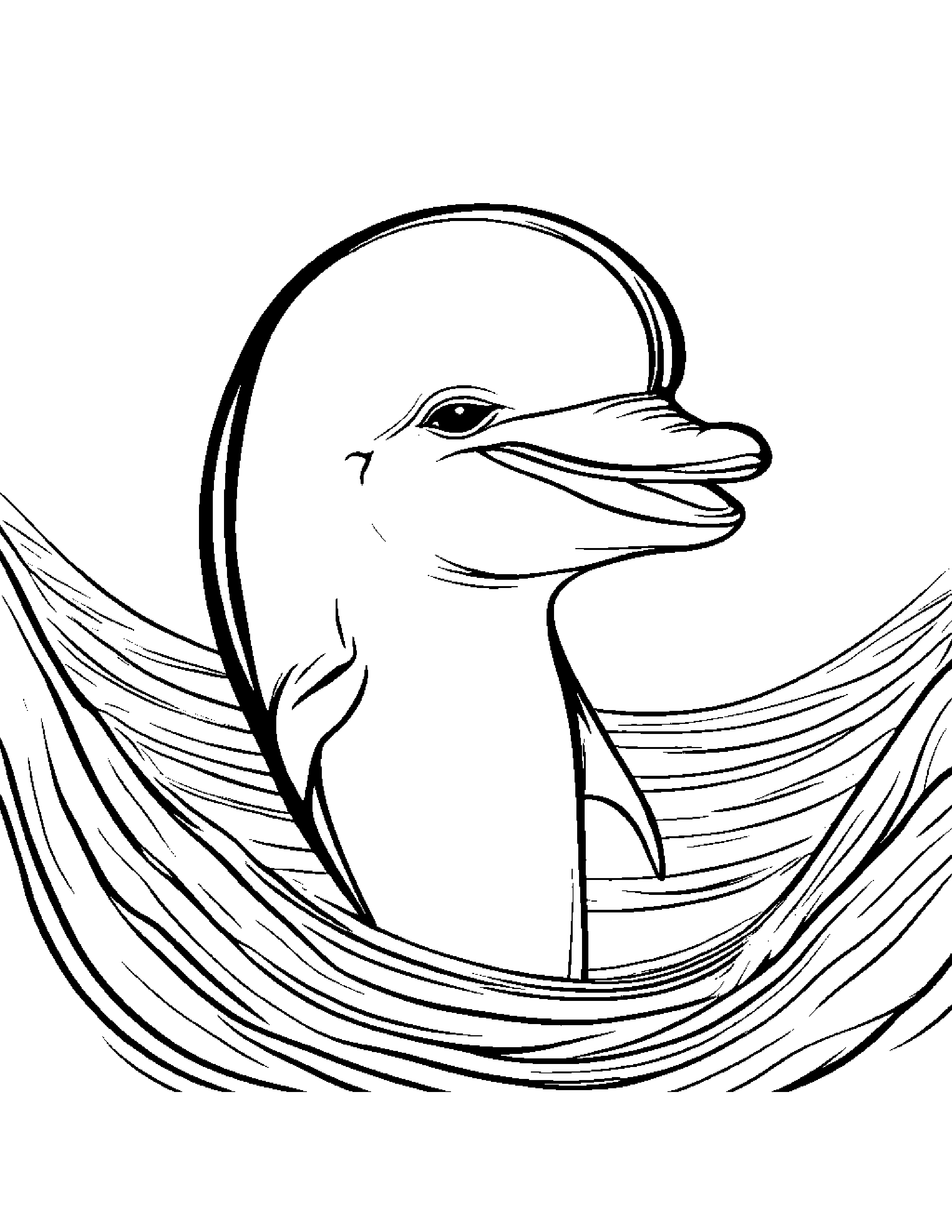 Dolphin Calf Singing #3 Coloring Page (Free Printable PDF)
