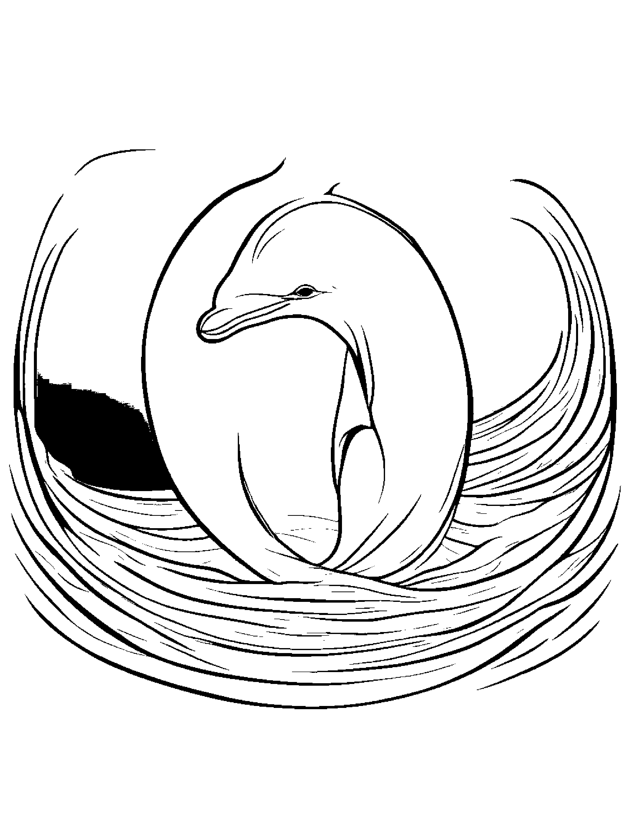 Dolphin Calf With A Little Heart #3 Coloring Page (Free Printable PDF)