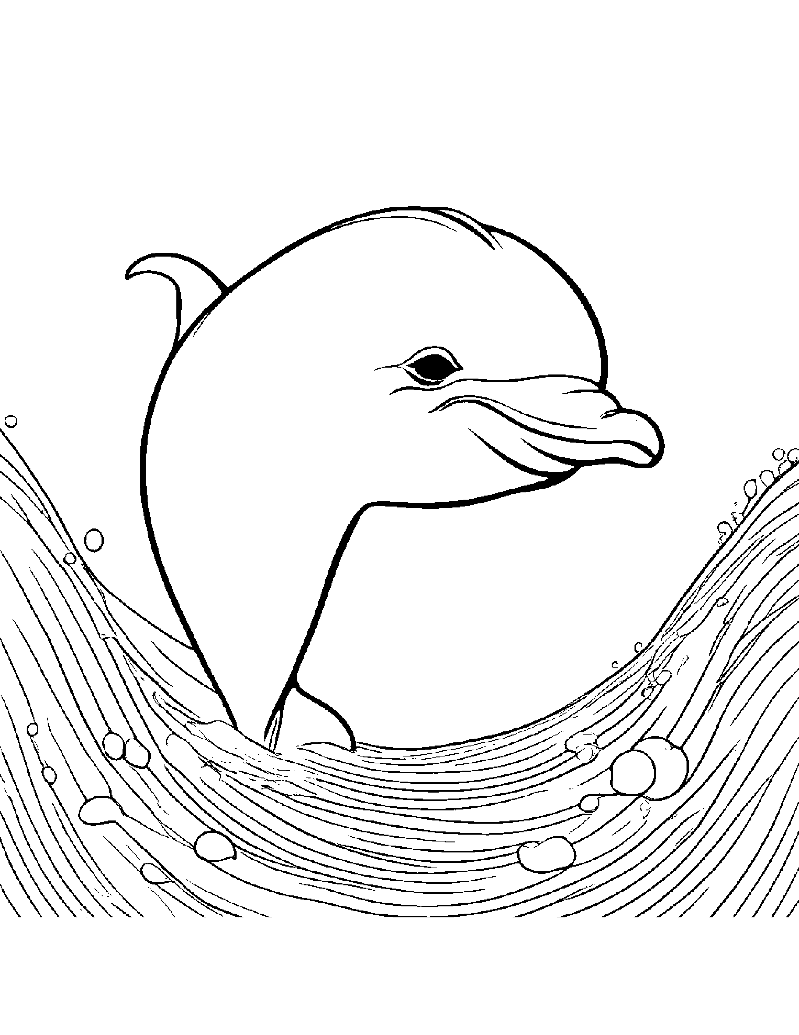 Dolphin Calf With A Little Heart Coloring Page (Free Printable PDF)