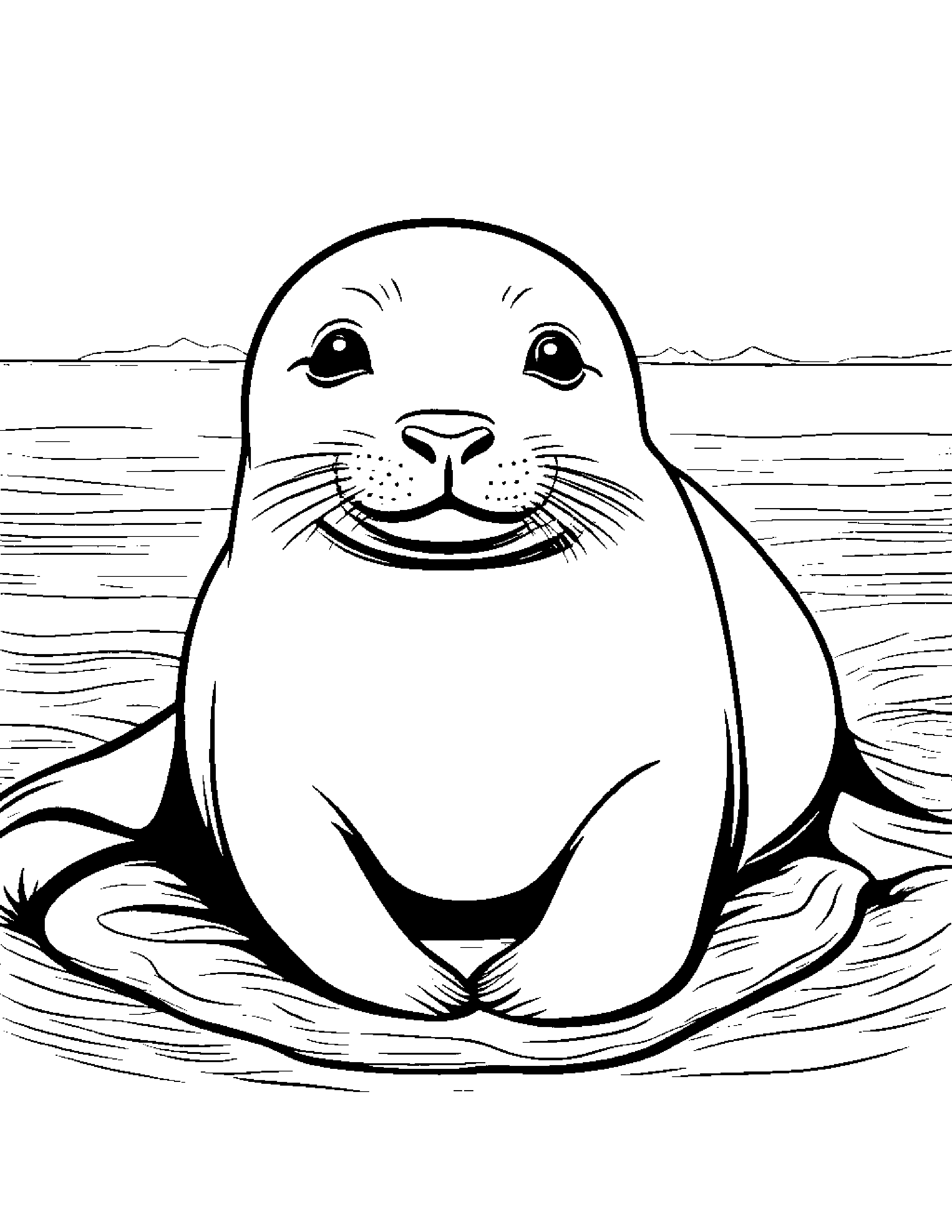 Friendly Seal Pup #2 Coloring Page (Free Printable PDF)