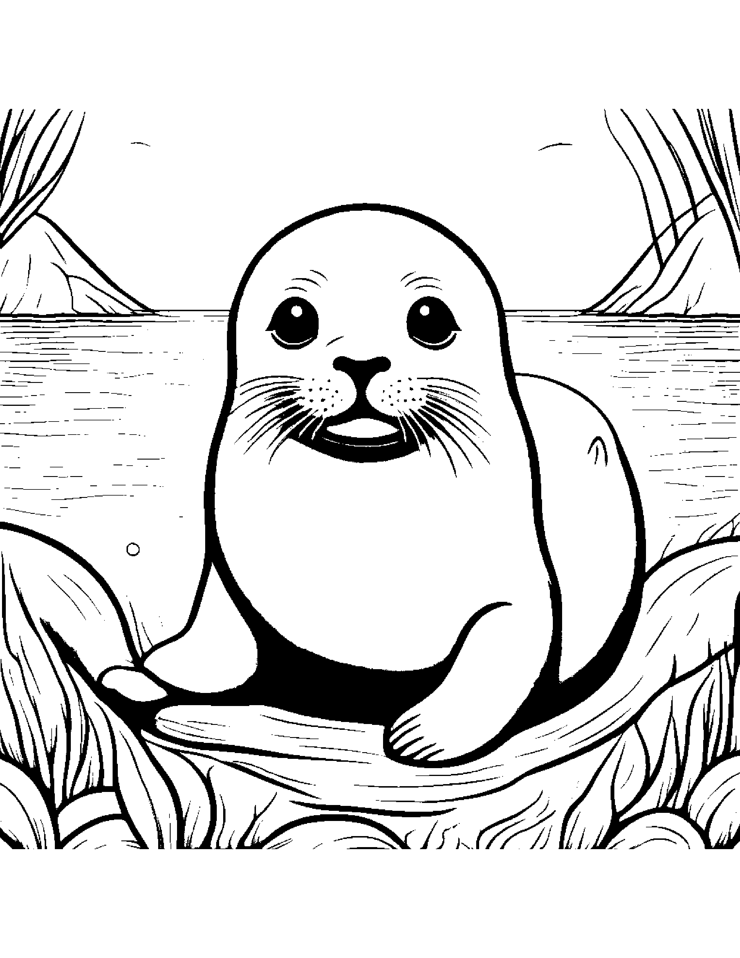 Friendly Seal Pup #3 Coloring Page (Free Printable PDF)