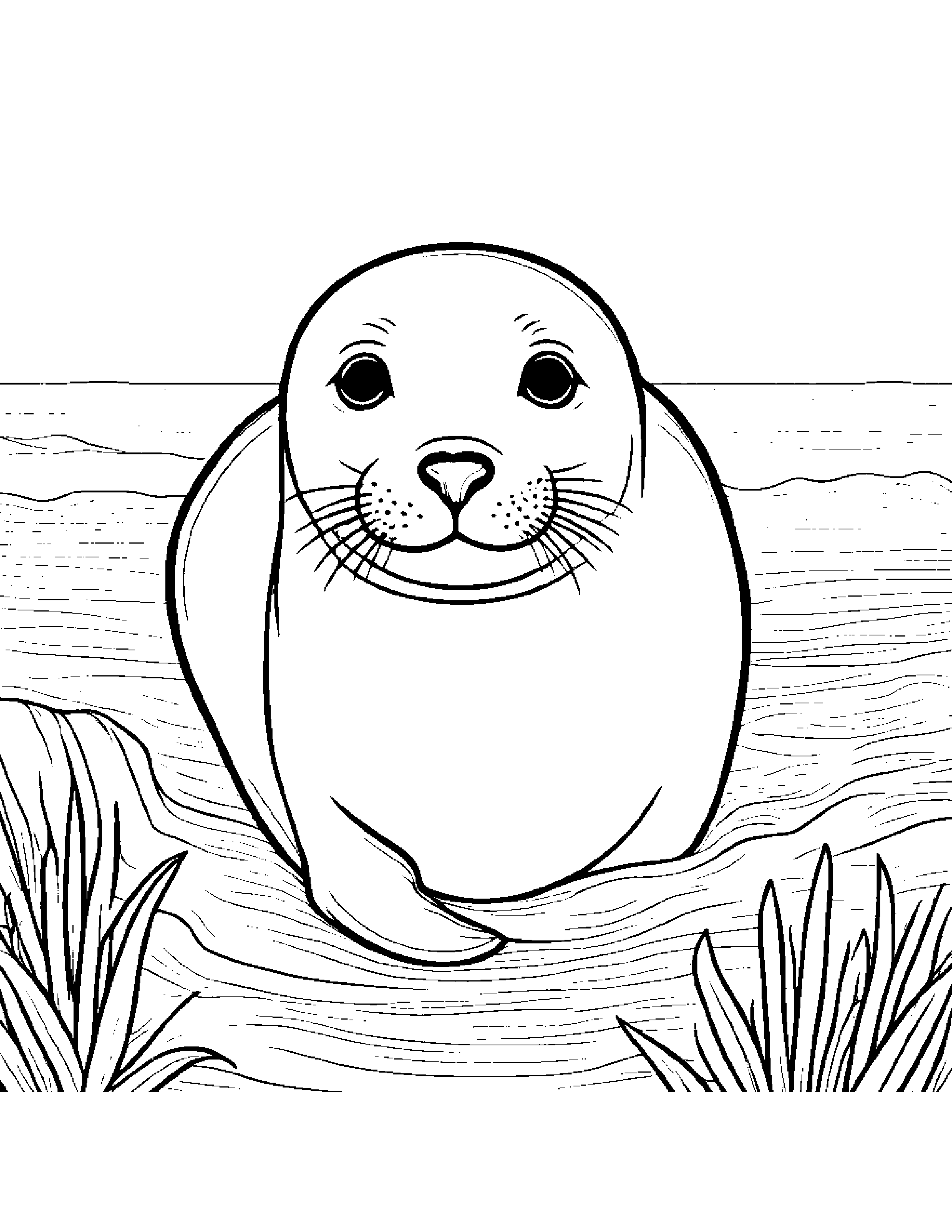 Friendly Seal Pup Coloring Page (Free Printable PDF)