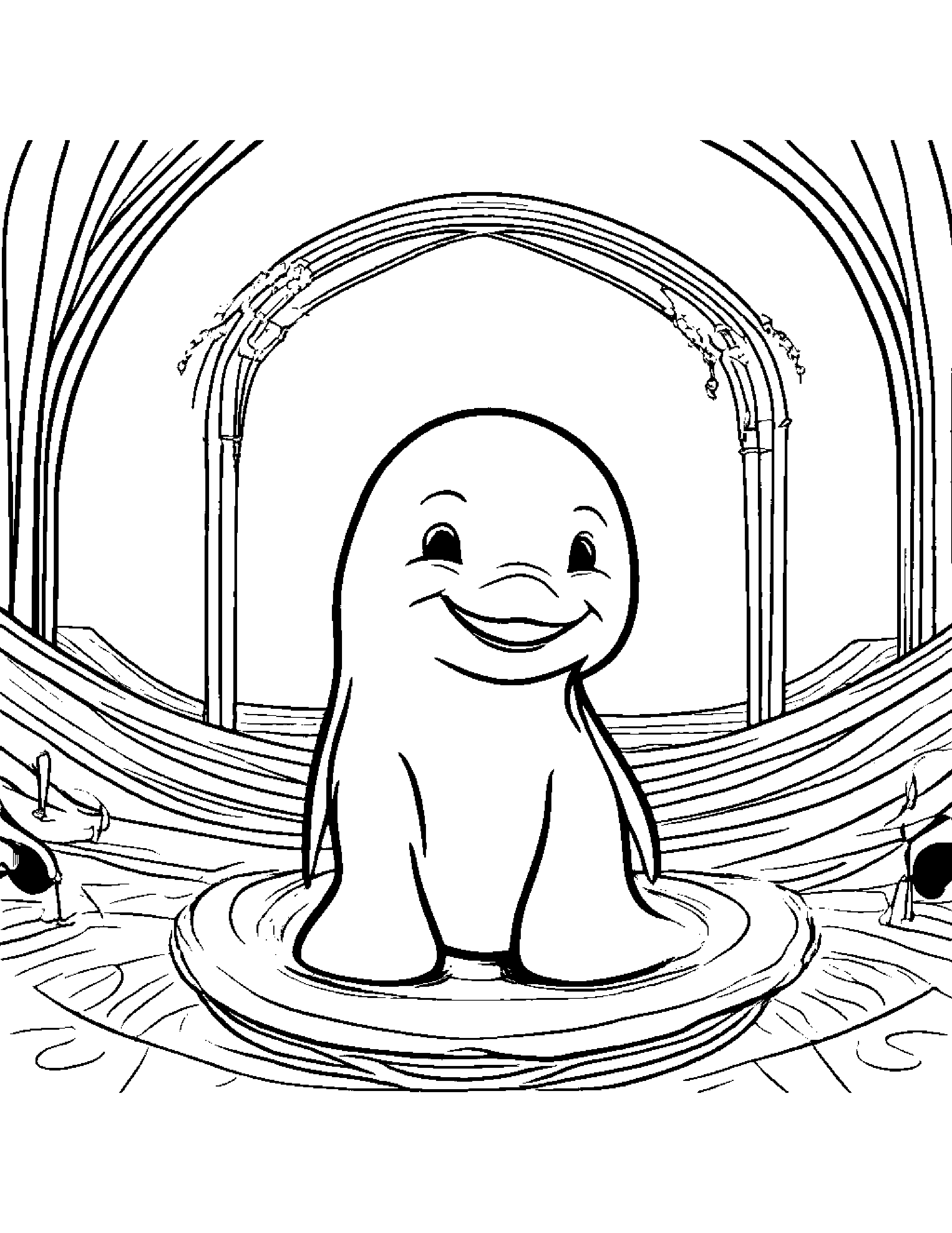 Gentle Dolphin Calf On A Music Stage #3 Coloring Page (Free Printable PDF)