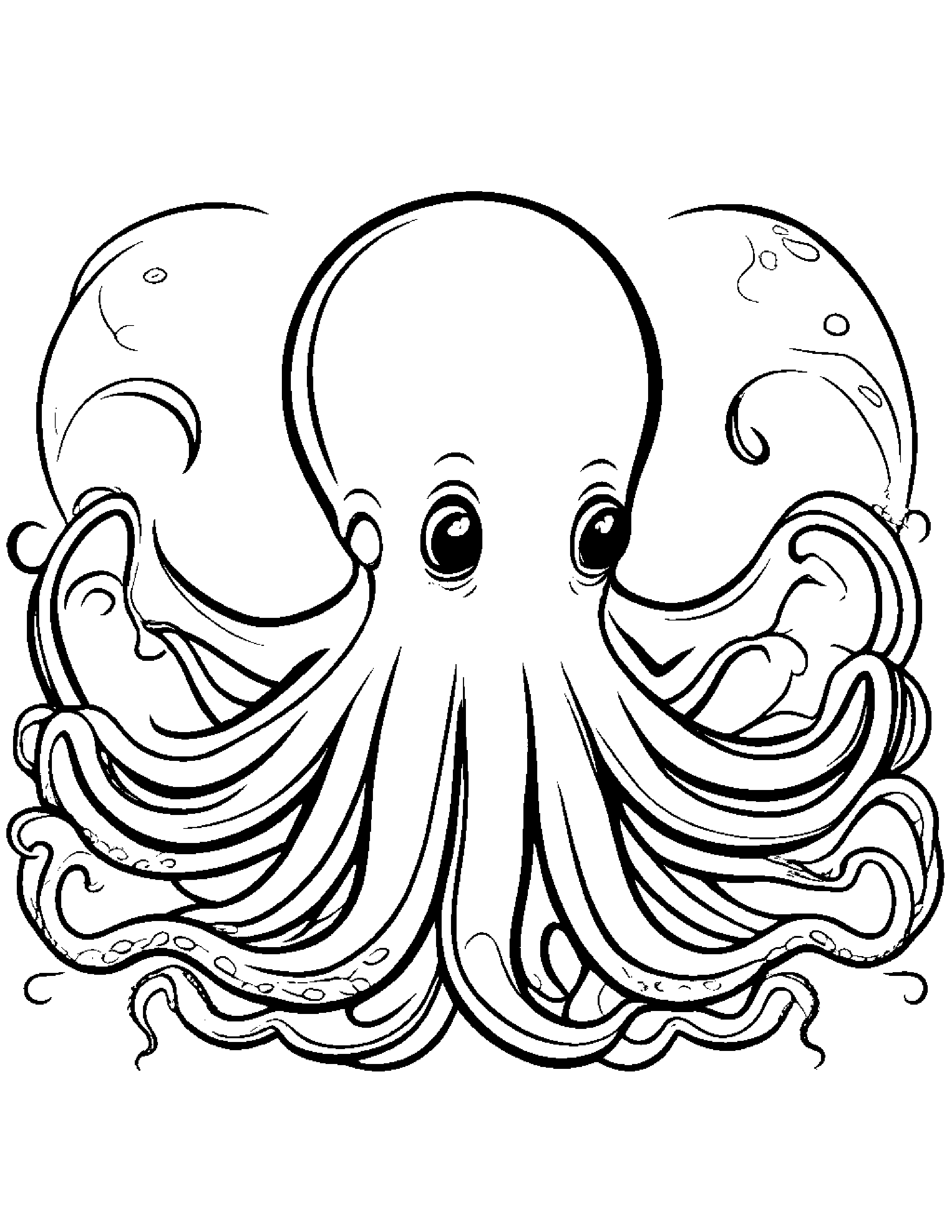 Happy Octopus Coloring #3 Coloring Page (Free Printable PDF)
