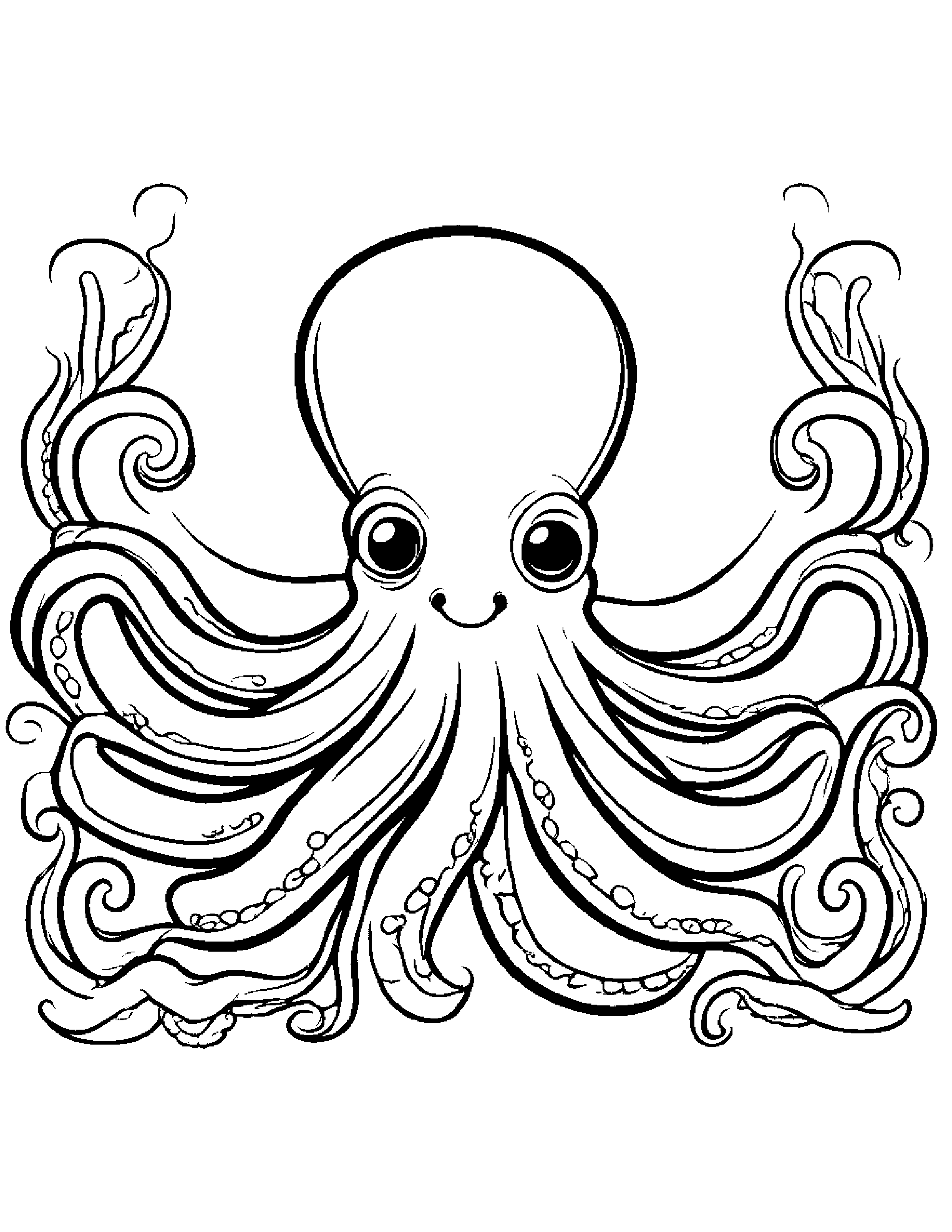 Happy Octopus Coloring Coloring Page (Free Printable PDF)