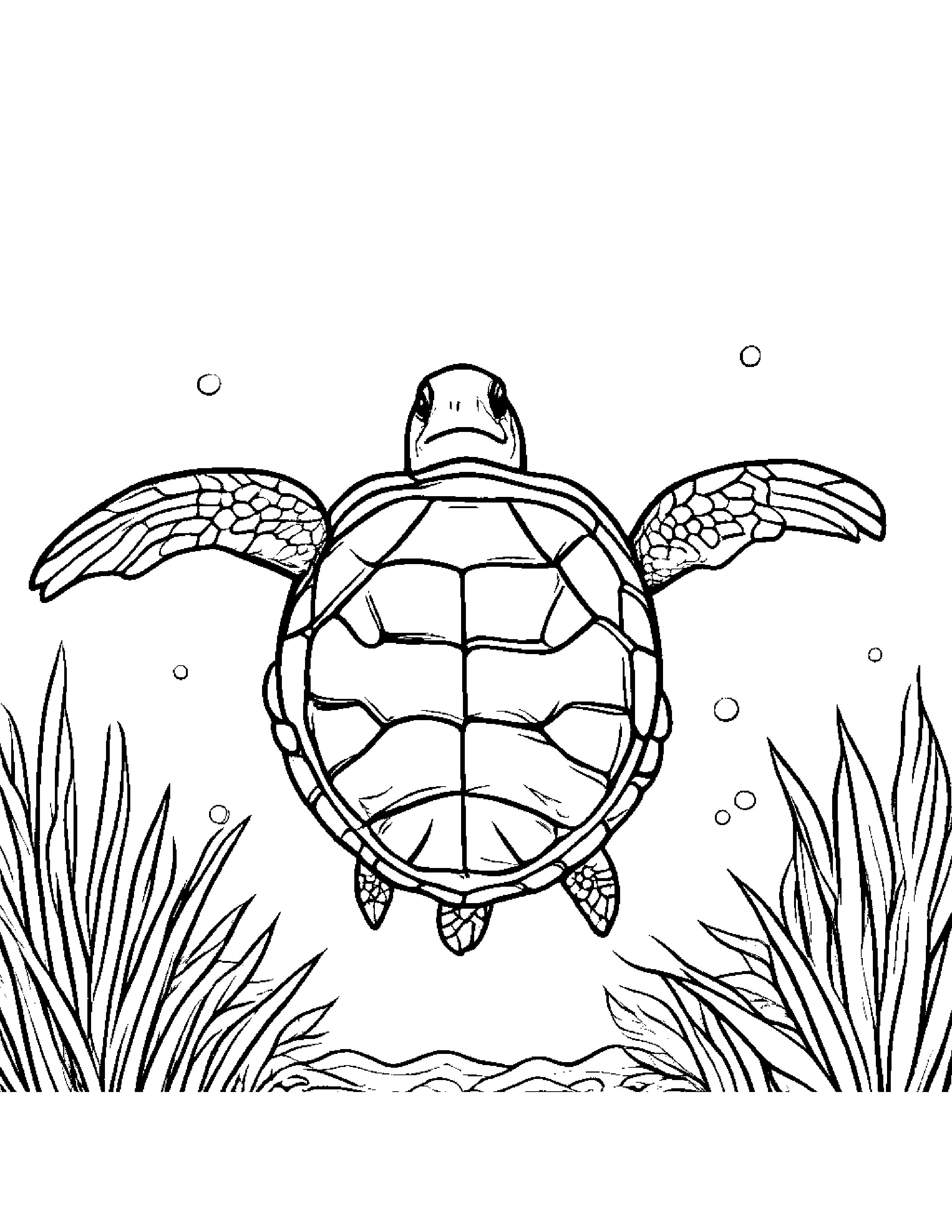 Happy Sea Turtle Giving A High Five Coloring Page (Free Printable PDF)