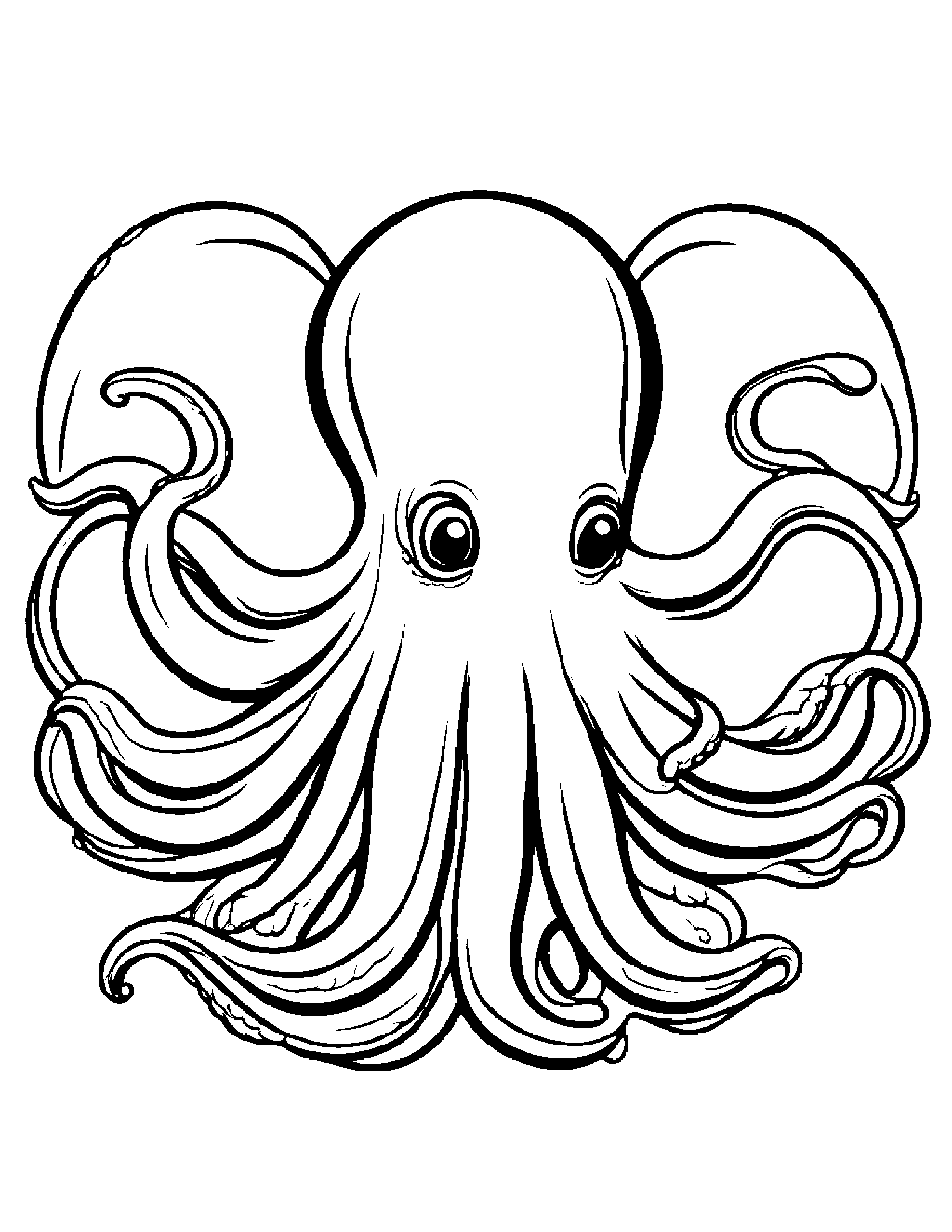 Helpful Octopus #3 Coloring Page (Free Printable PDF)