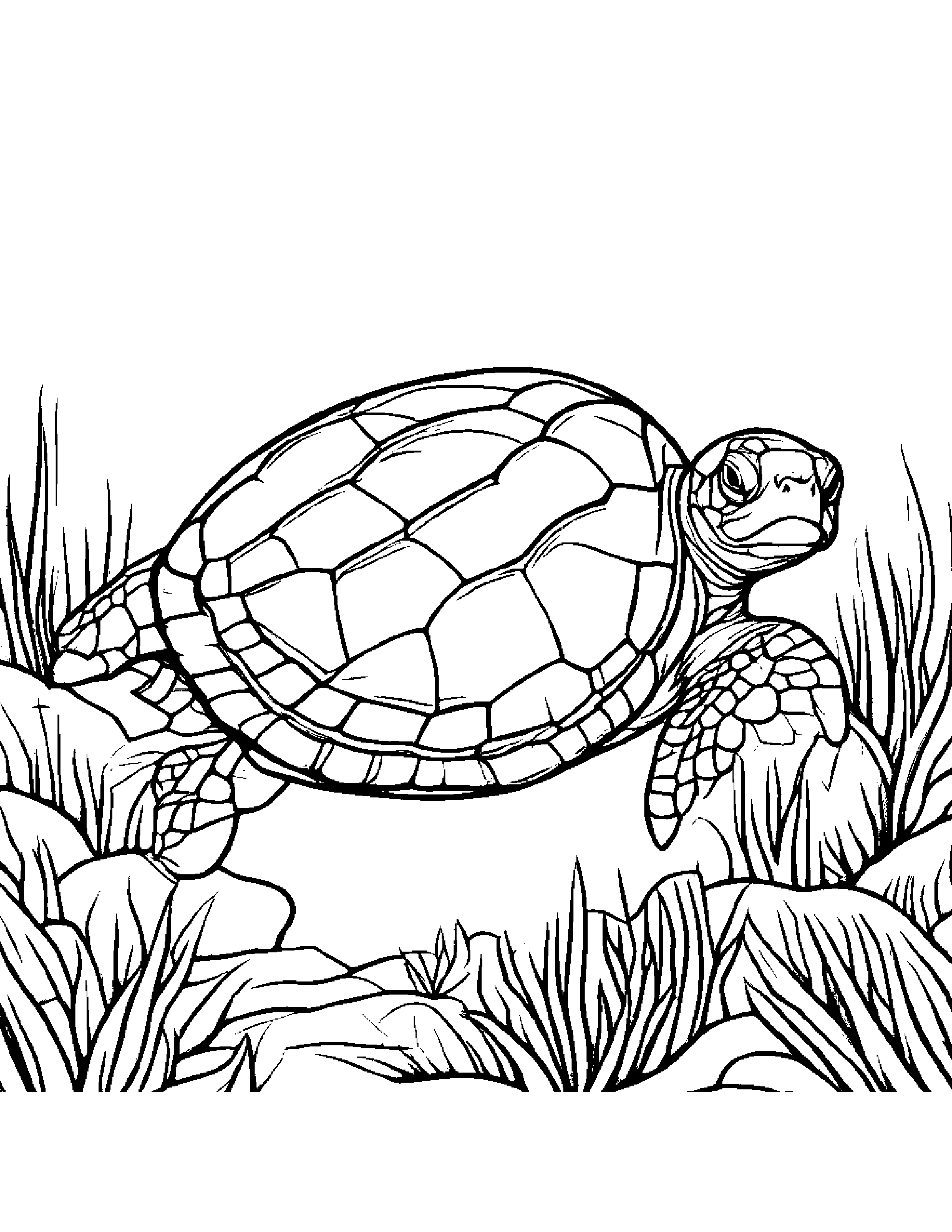 Jolly Sea Turtle Counting #3 Coloring Page (Free Printable PDF)