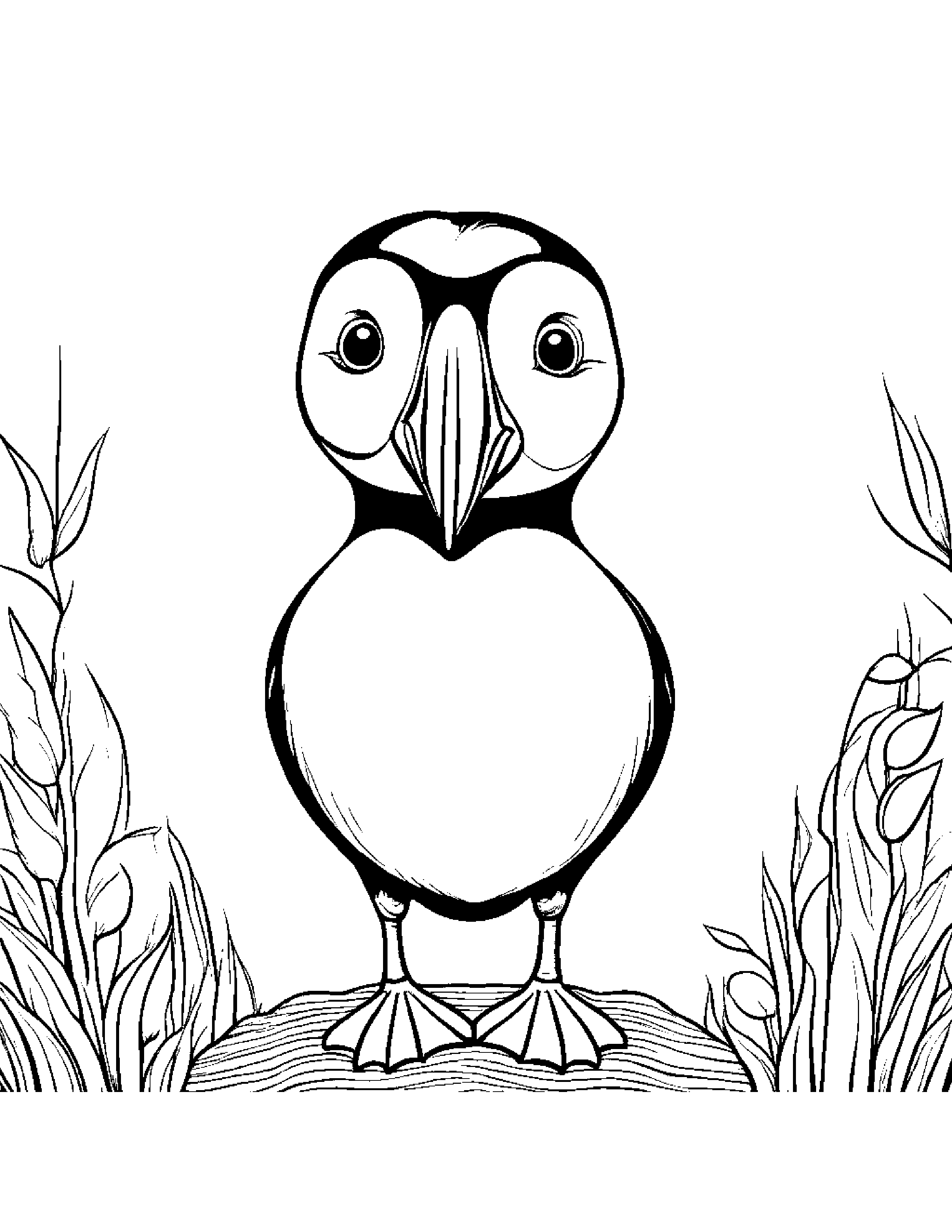 Kind Puffin Making Silly Faces #2 Coloring Page (Free Printable PDF)