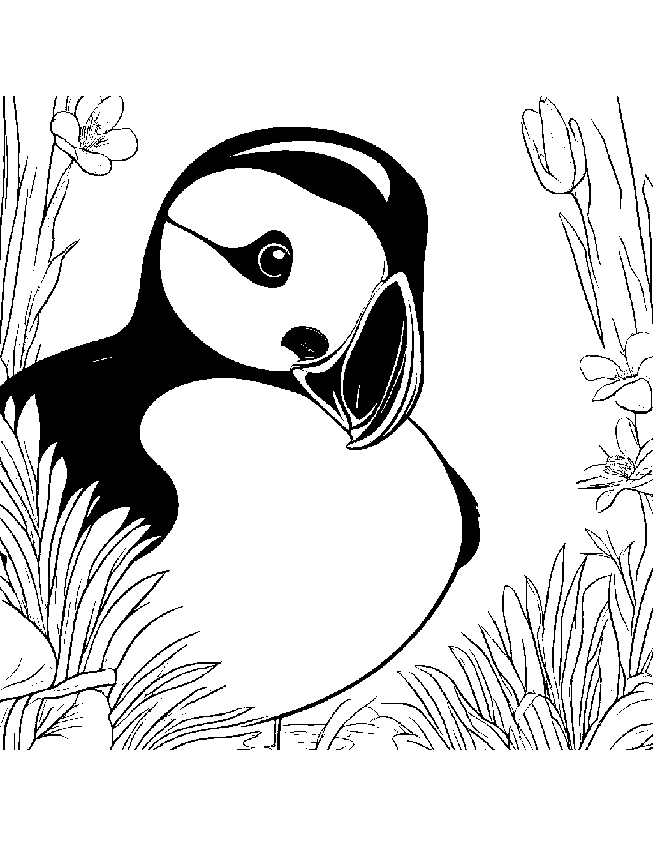 Kind Puffin Making Silly Faces #3 Coloring Page (Free Printable PDF)