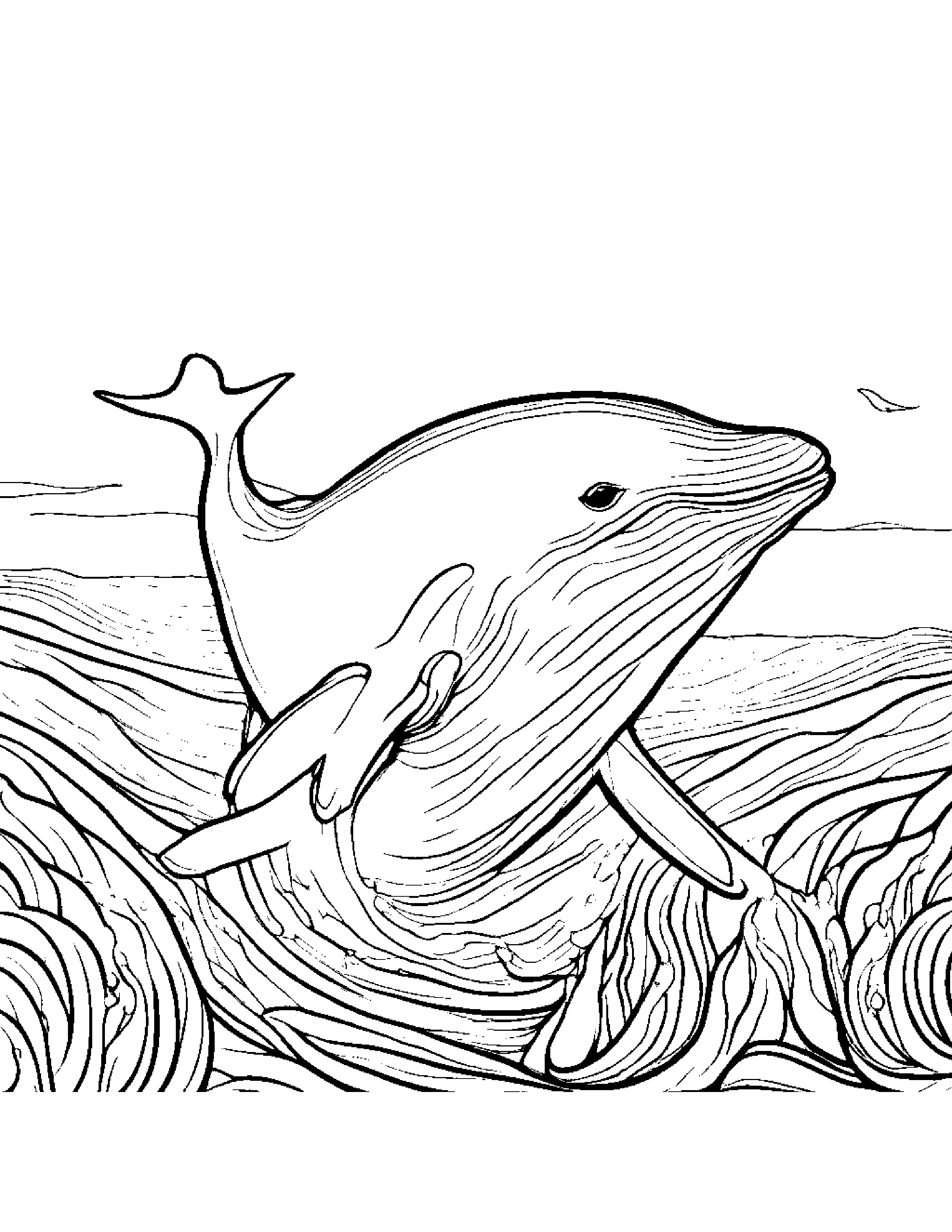 Kind Whale Calf Counting #3 Coloring Page (Free Printable PDF)