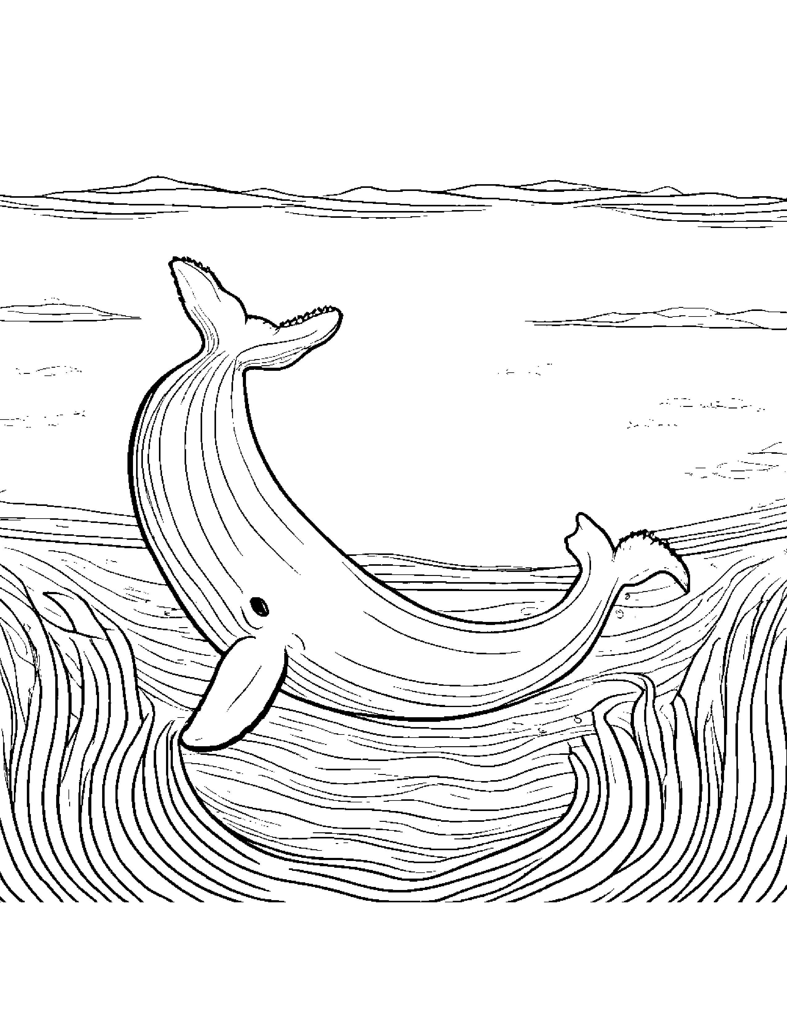 Kind Whale Calf Counting Coloring Page (Free Printable PDF)
