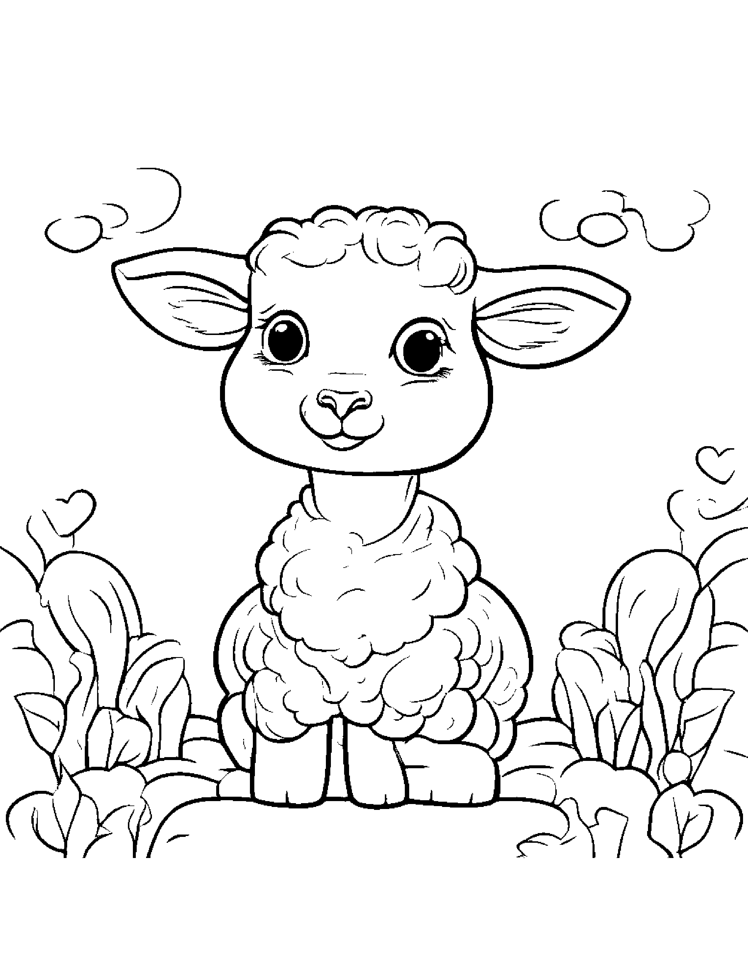 Lamb With A Little Heart #2 Coloring Page (Free Printable PDF)