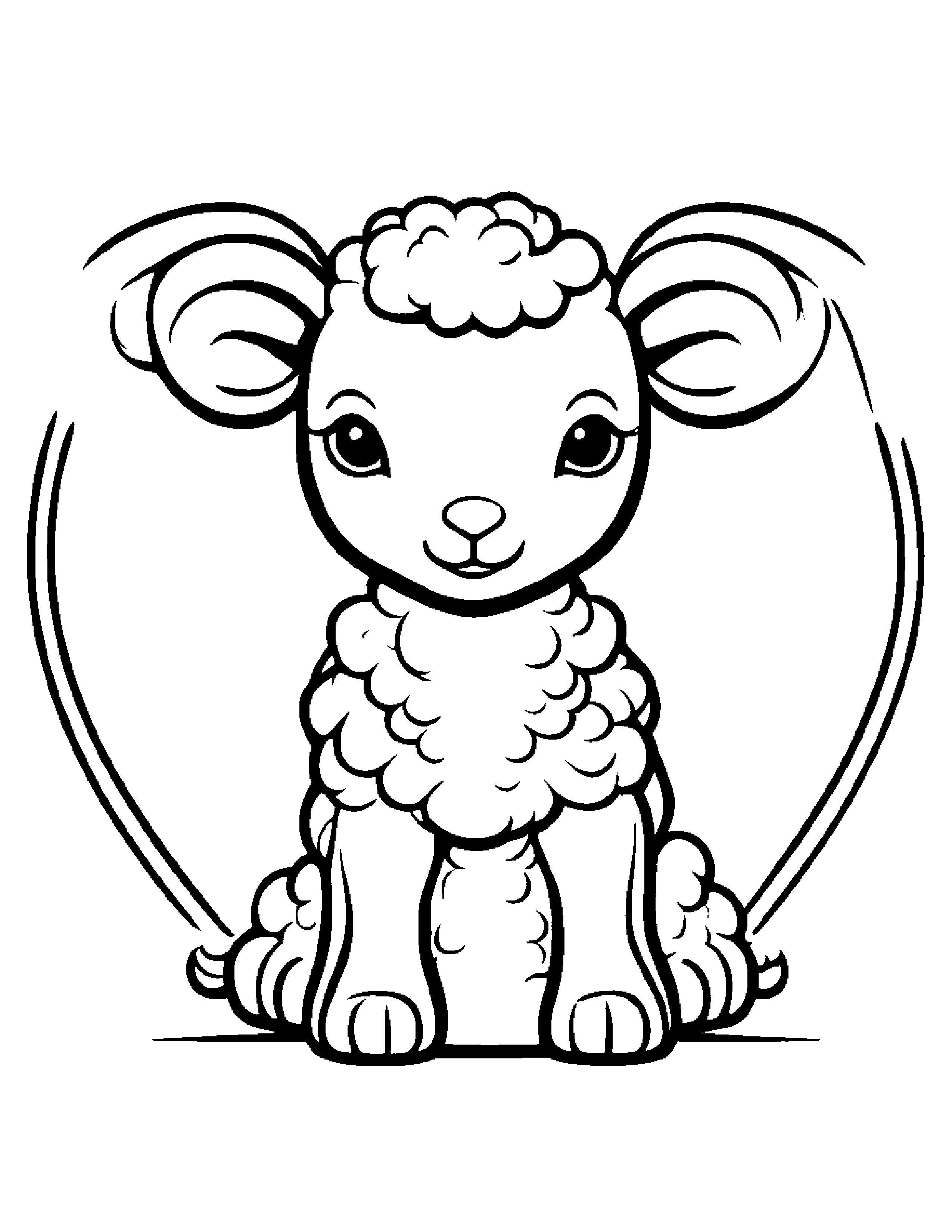 Lamb With A Little Heart #3 Coloring Page (Free Printable PDF)