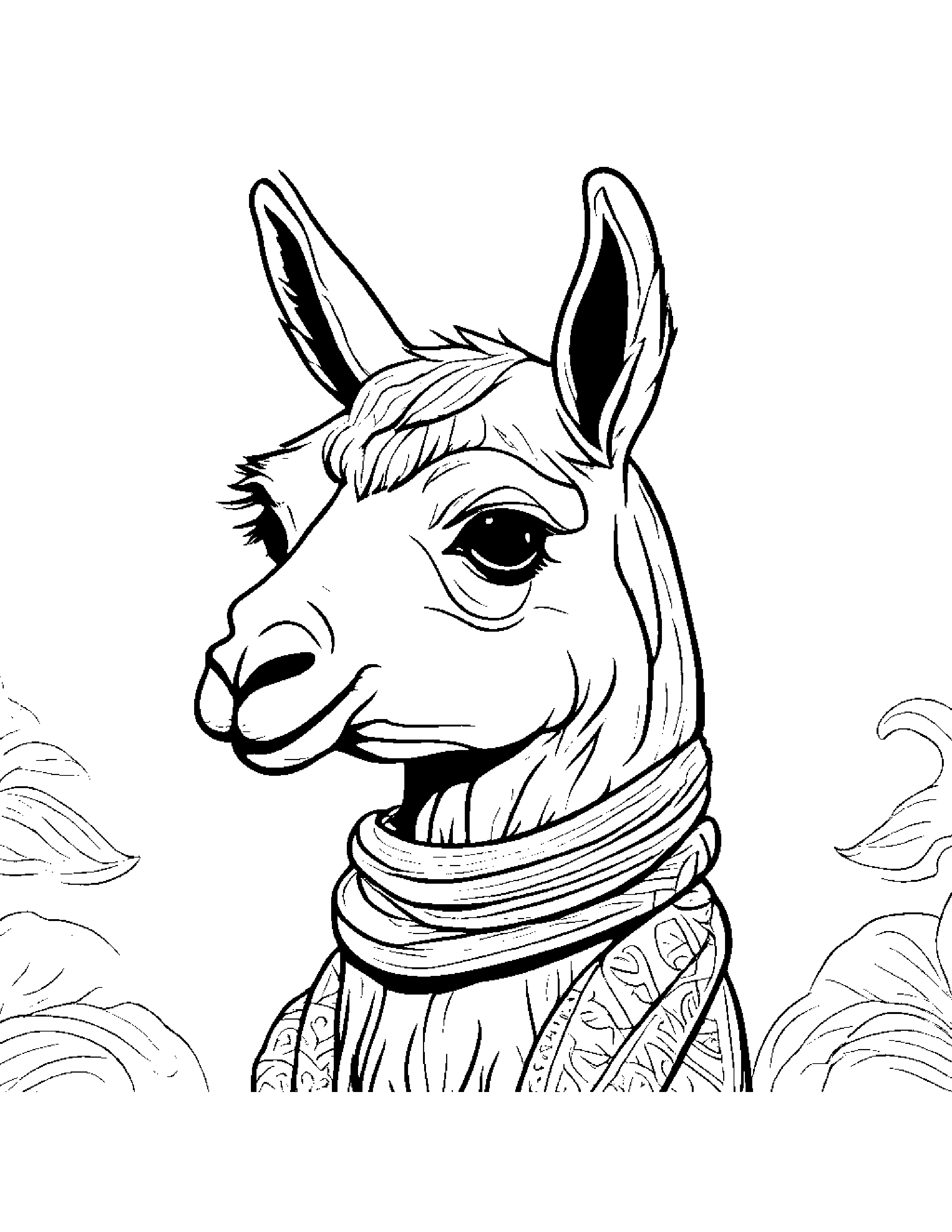 Llama With A Soft Scarf #3 Coloring Page (Free Printable PDF)