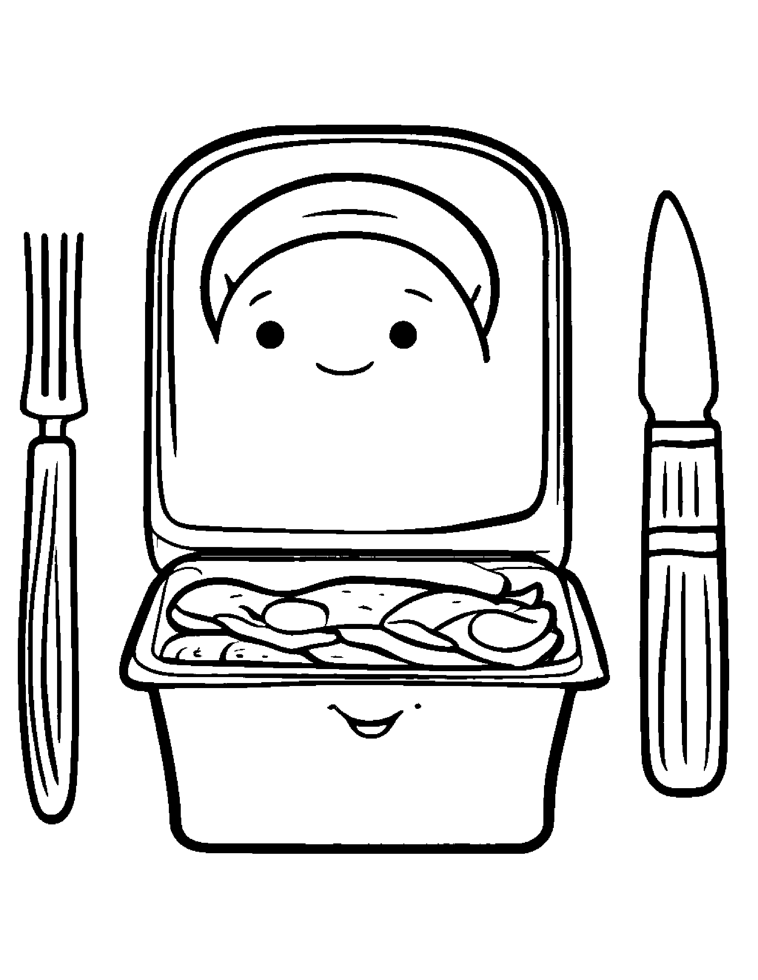Lunchbox Smiling Coloring Page (Free Printable PDF)