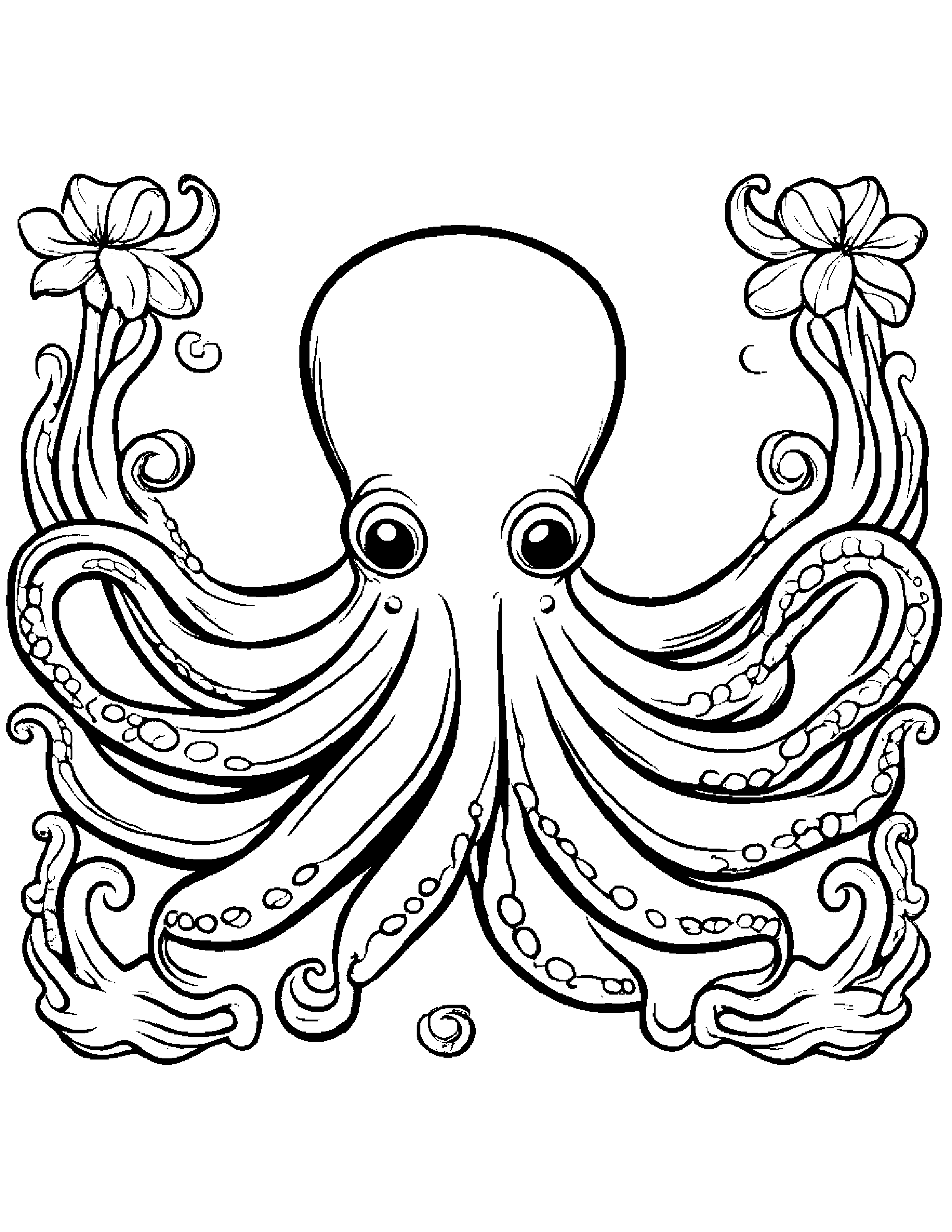 Merry Octopus #3 Coloring Page (Free Printable PDF)